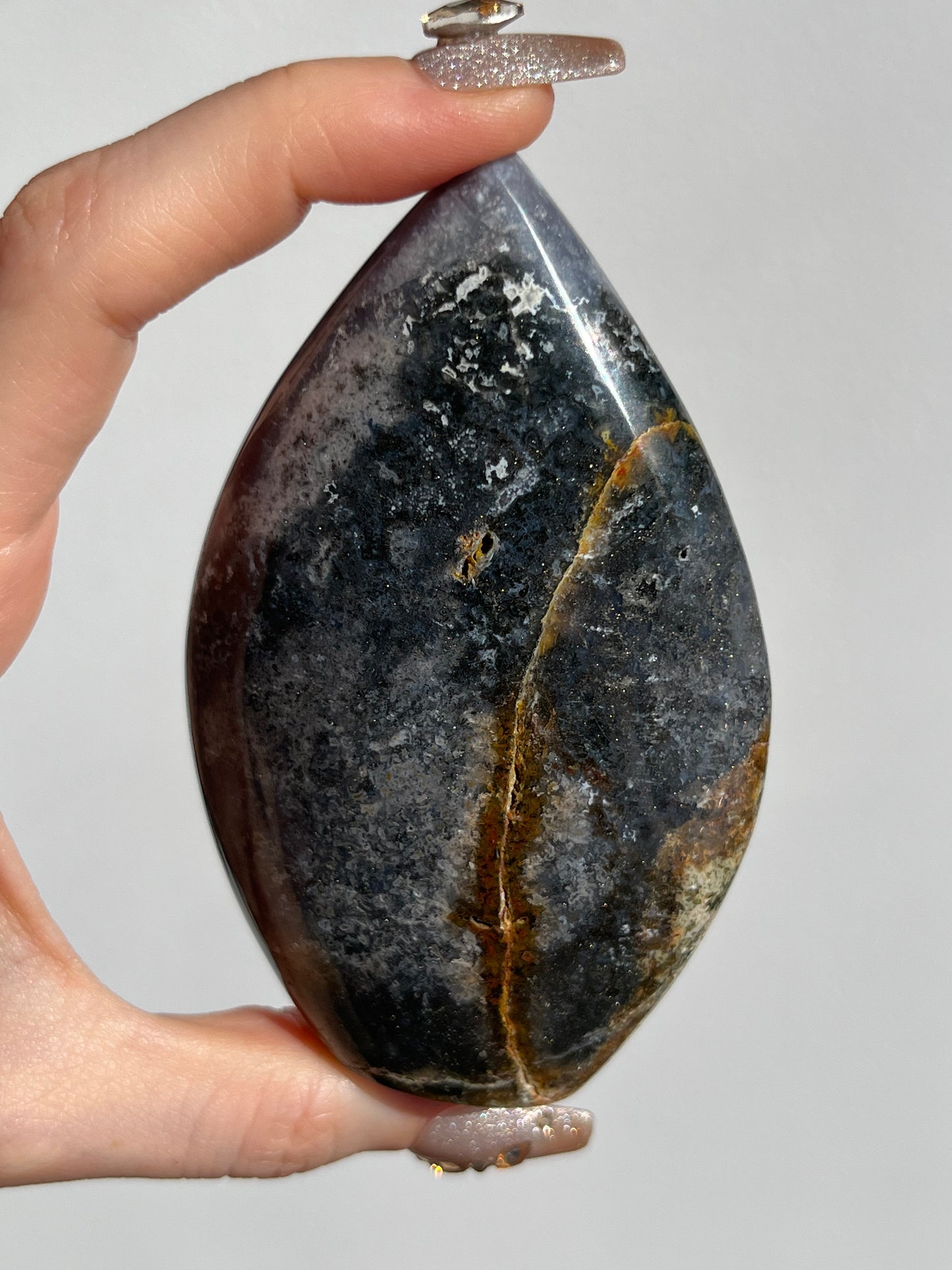 Agatised Petrified Wood Flame Carving B
