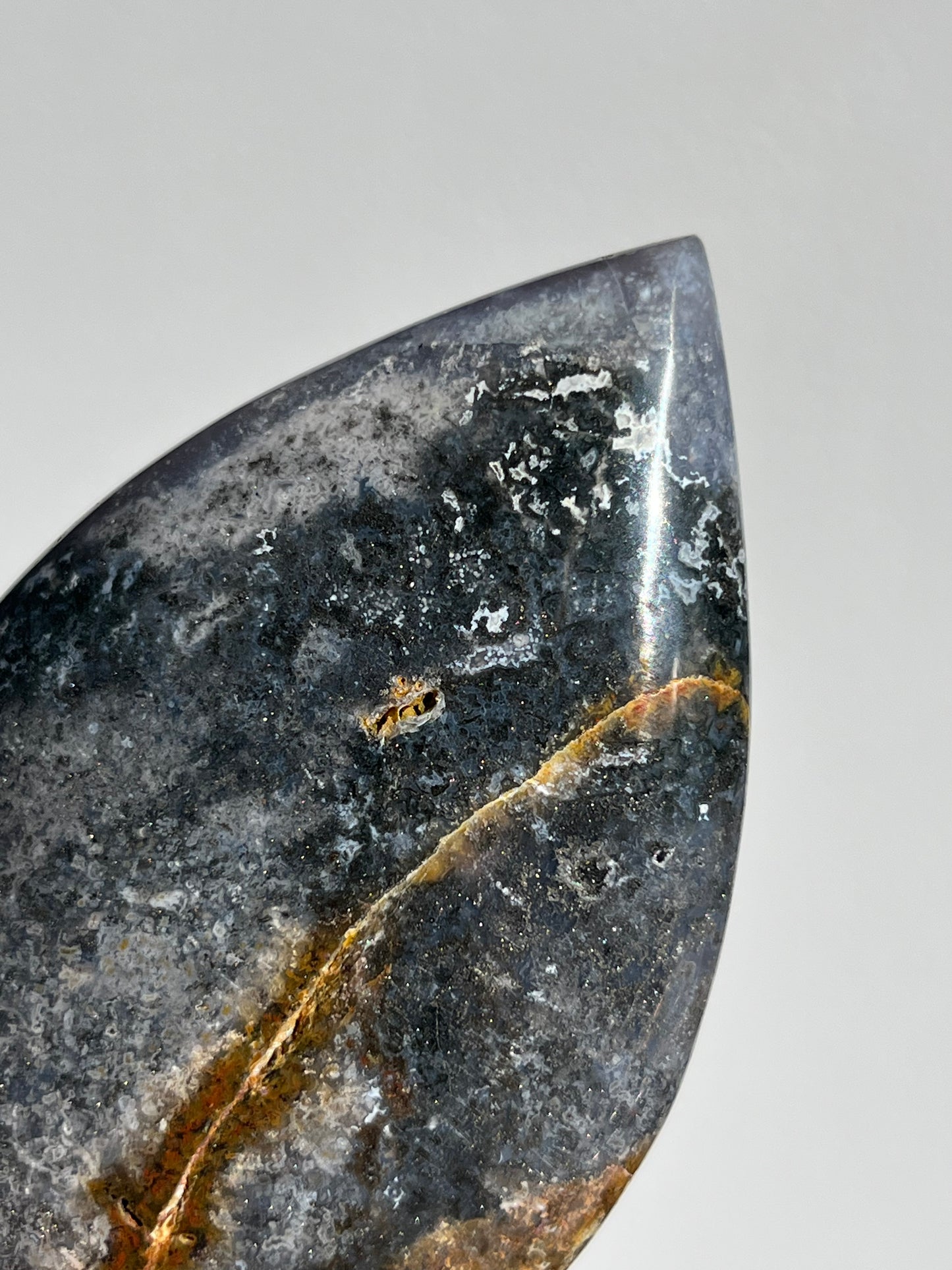Agatised Petrified Wood Flame Carving B