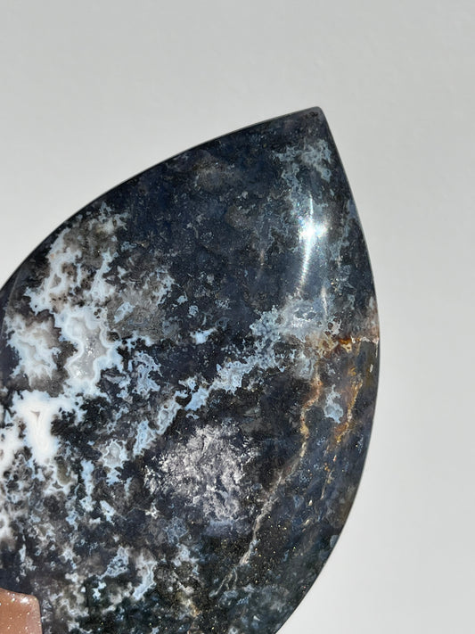 Agatised Petrified Wood Flame Carving D