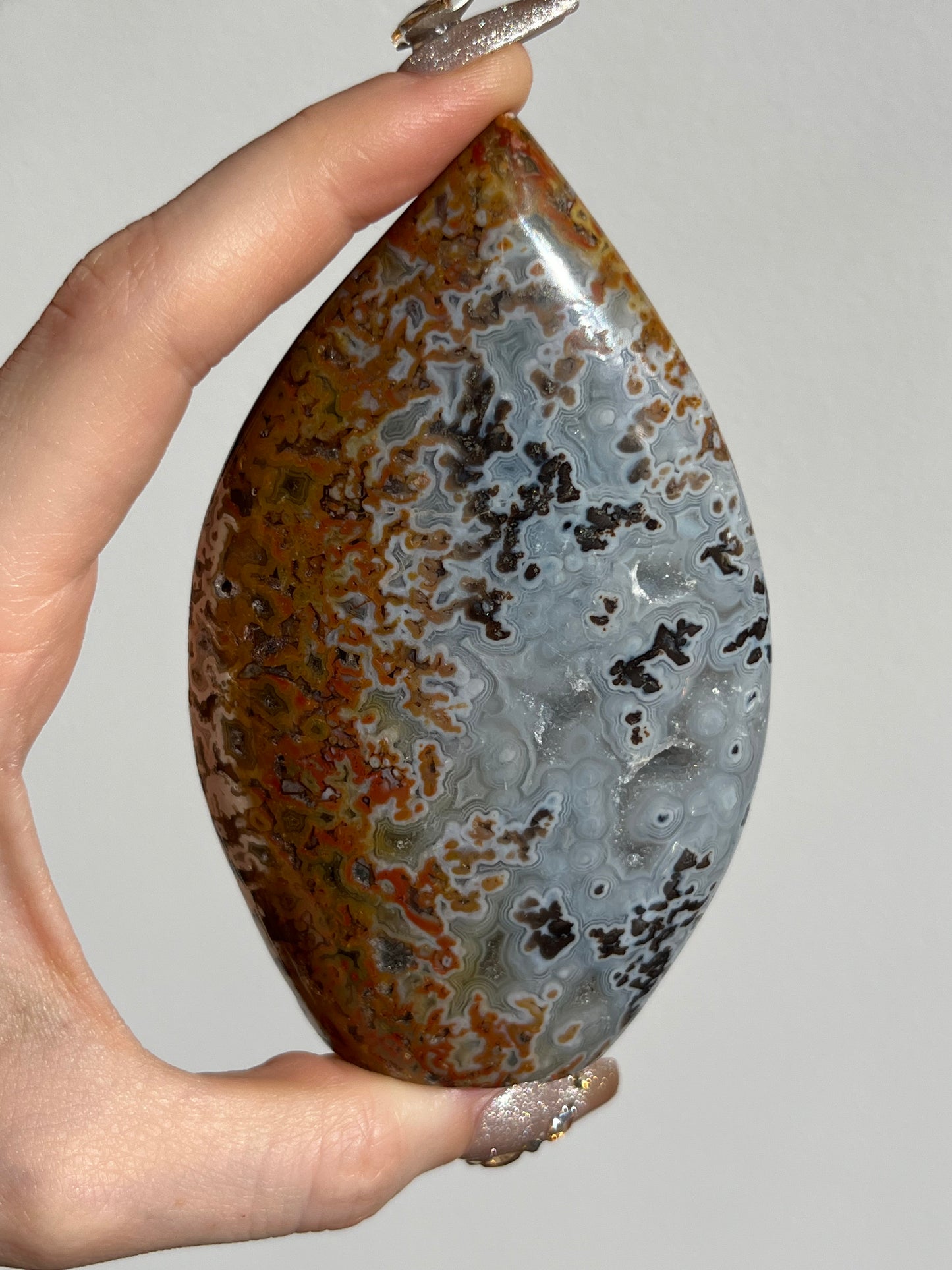 Agatised Petrified Wood Flame Carving E