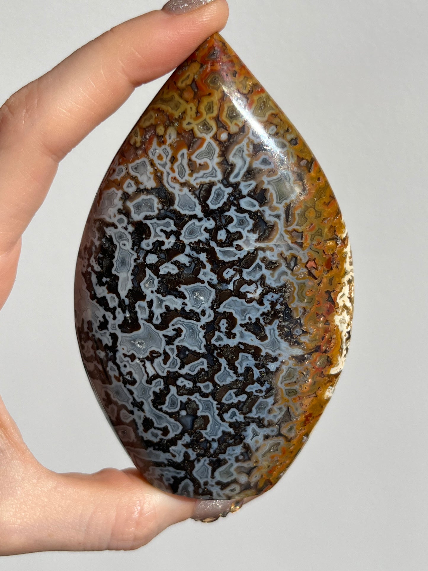 Agatised Petrified Wood Flame Carving E