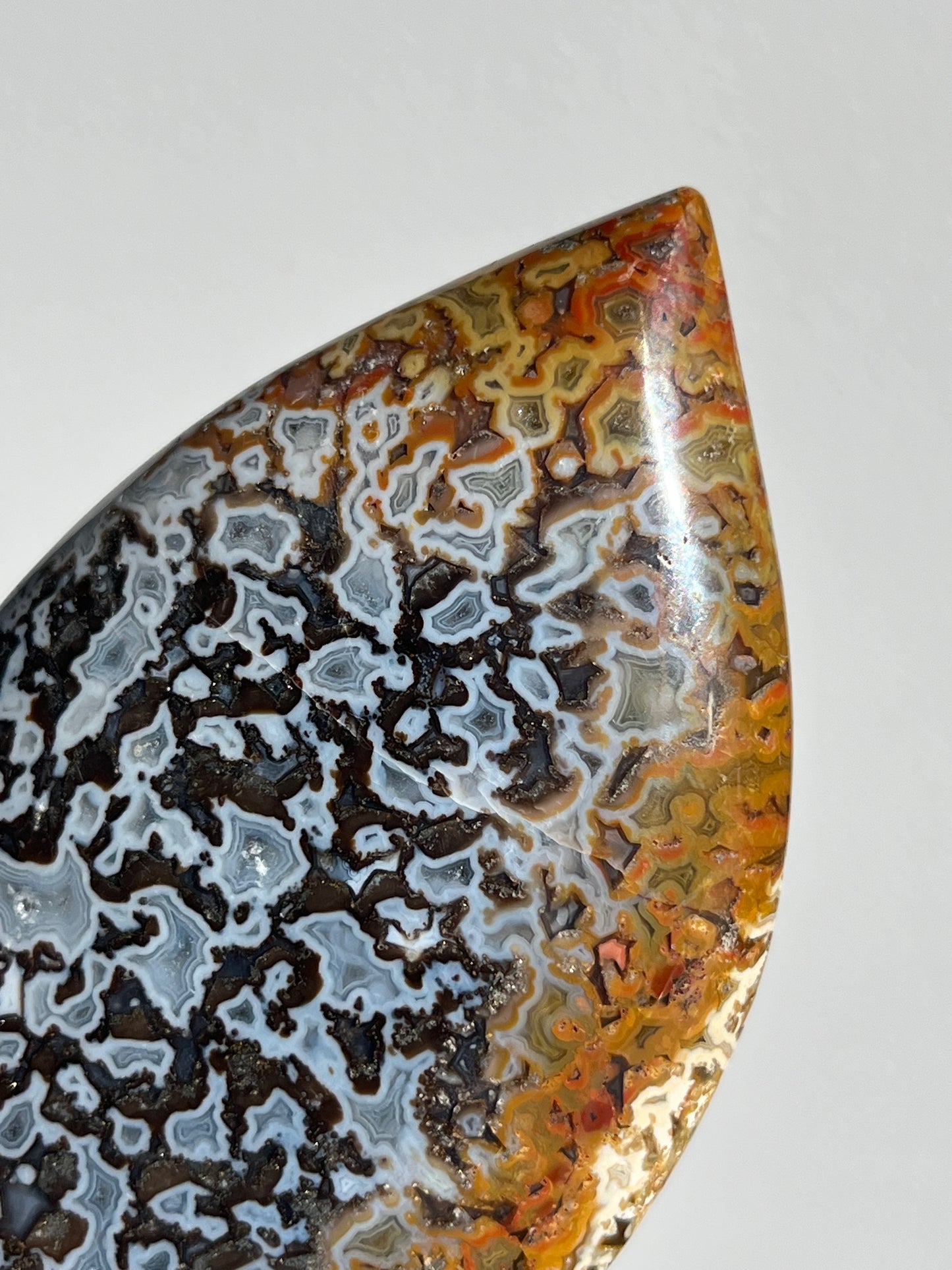 Agatised Petrified Wood Flame Carving E