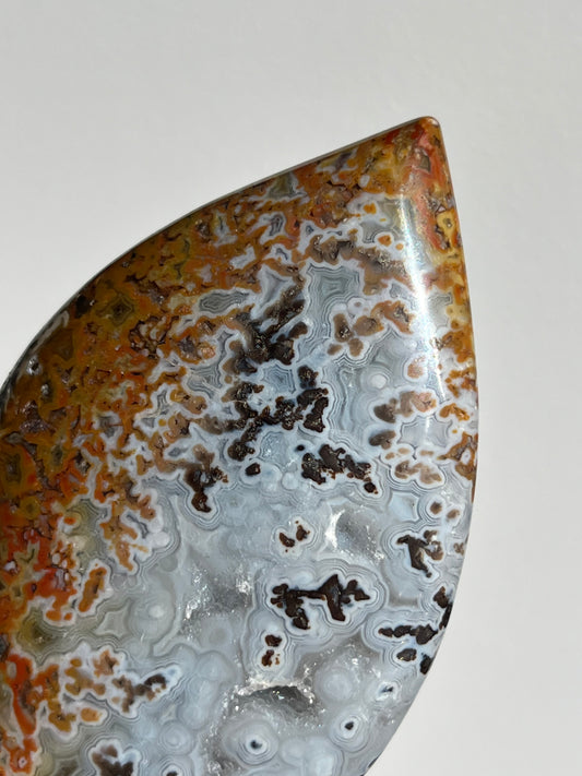 Agatised Petrified Wood Flame Carving E