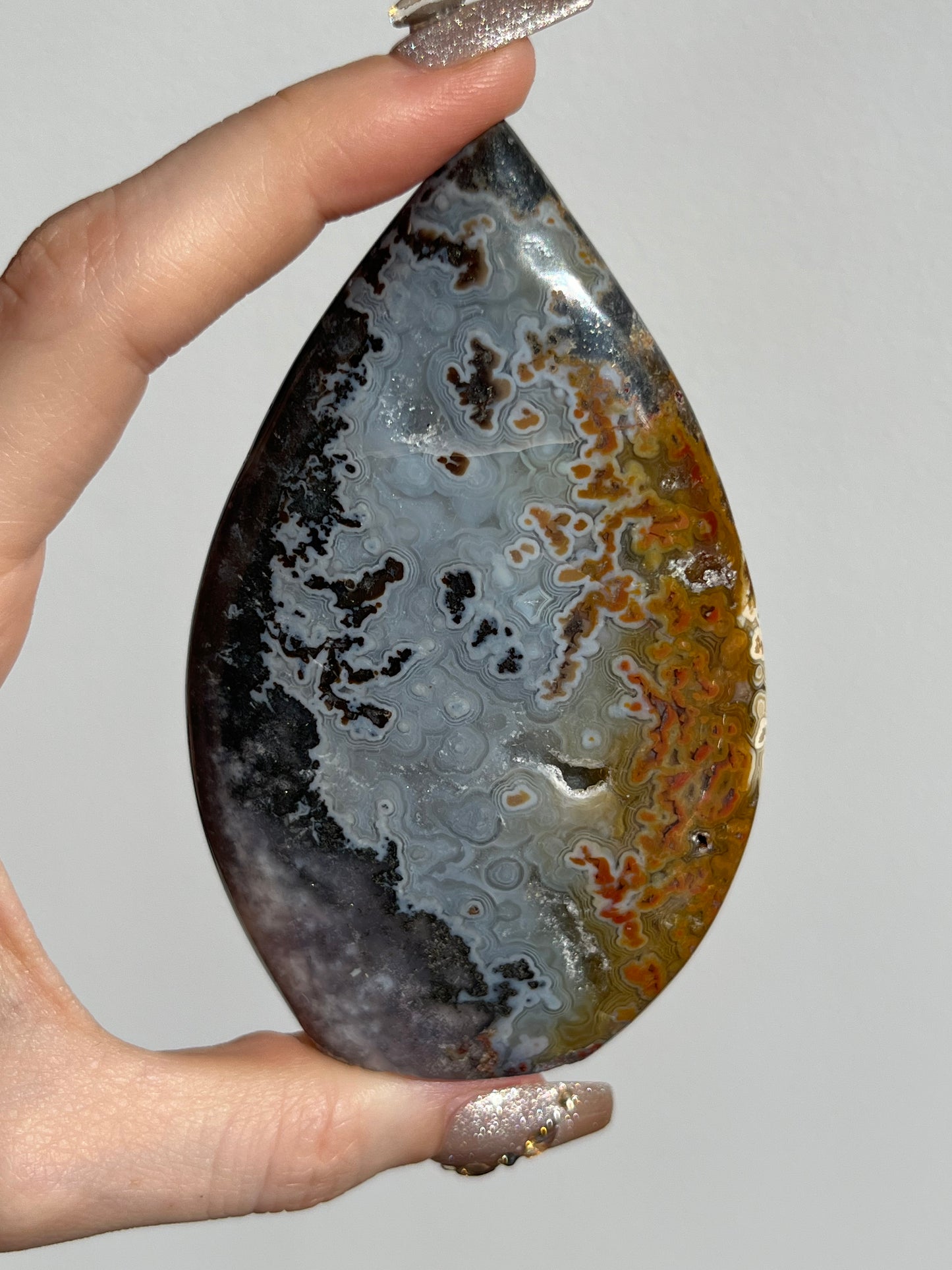 Agatised Petrified Wood Flame Carving F