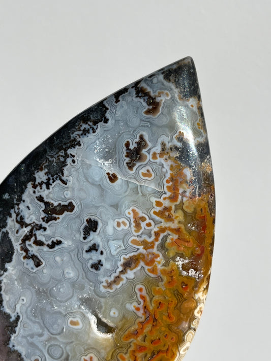 Agatised Petrified Wood Flame Carving F