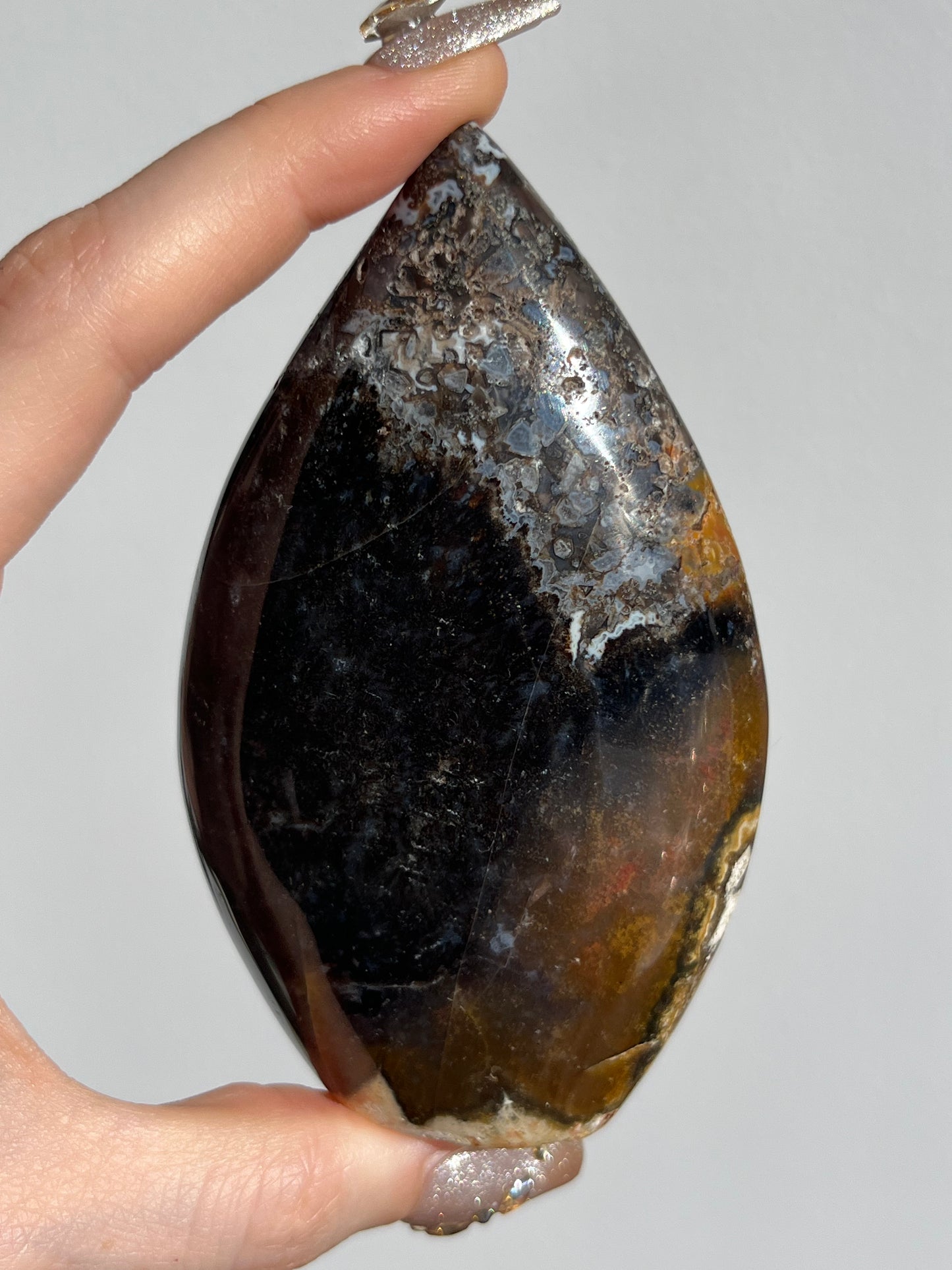 Agatised Petrified Wood Flame Carving G
