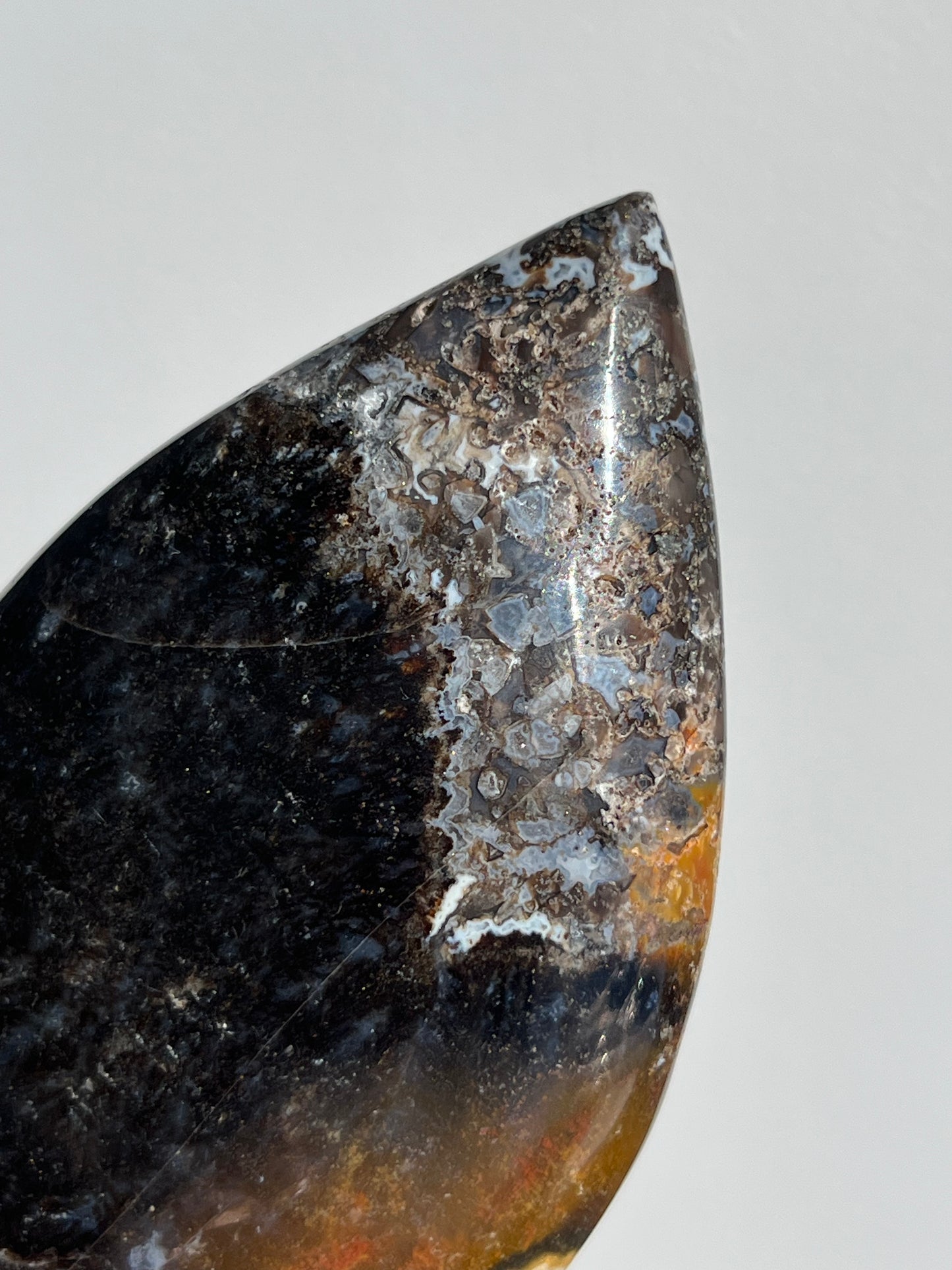 Agatised Petrified Wood Flame Carving G