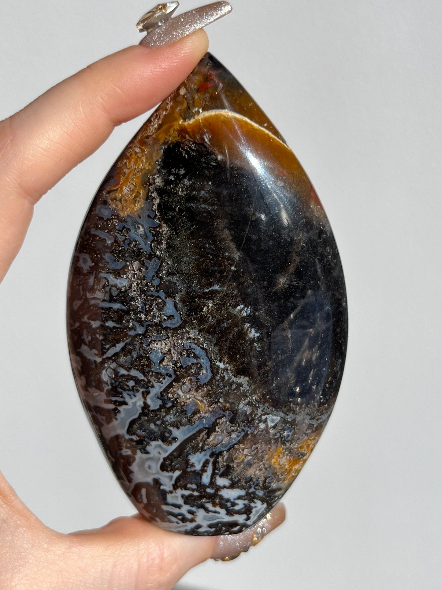 Agatised Petrified Wood Flame Carving H