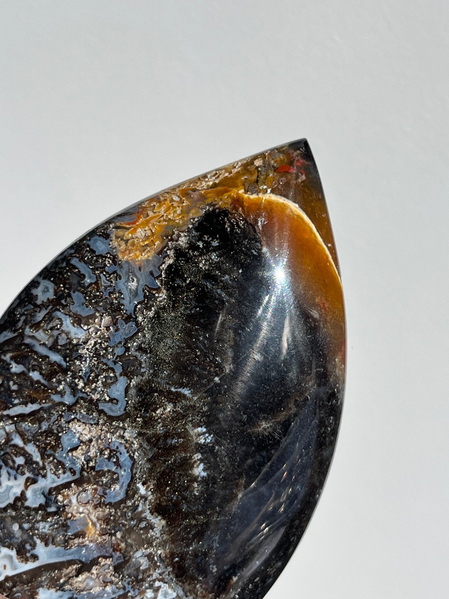 Agatised Petrified Wood Flame Carving H