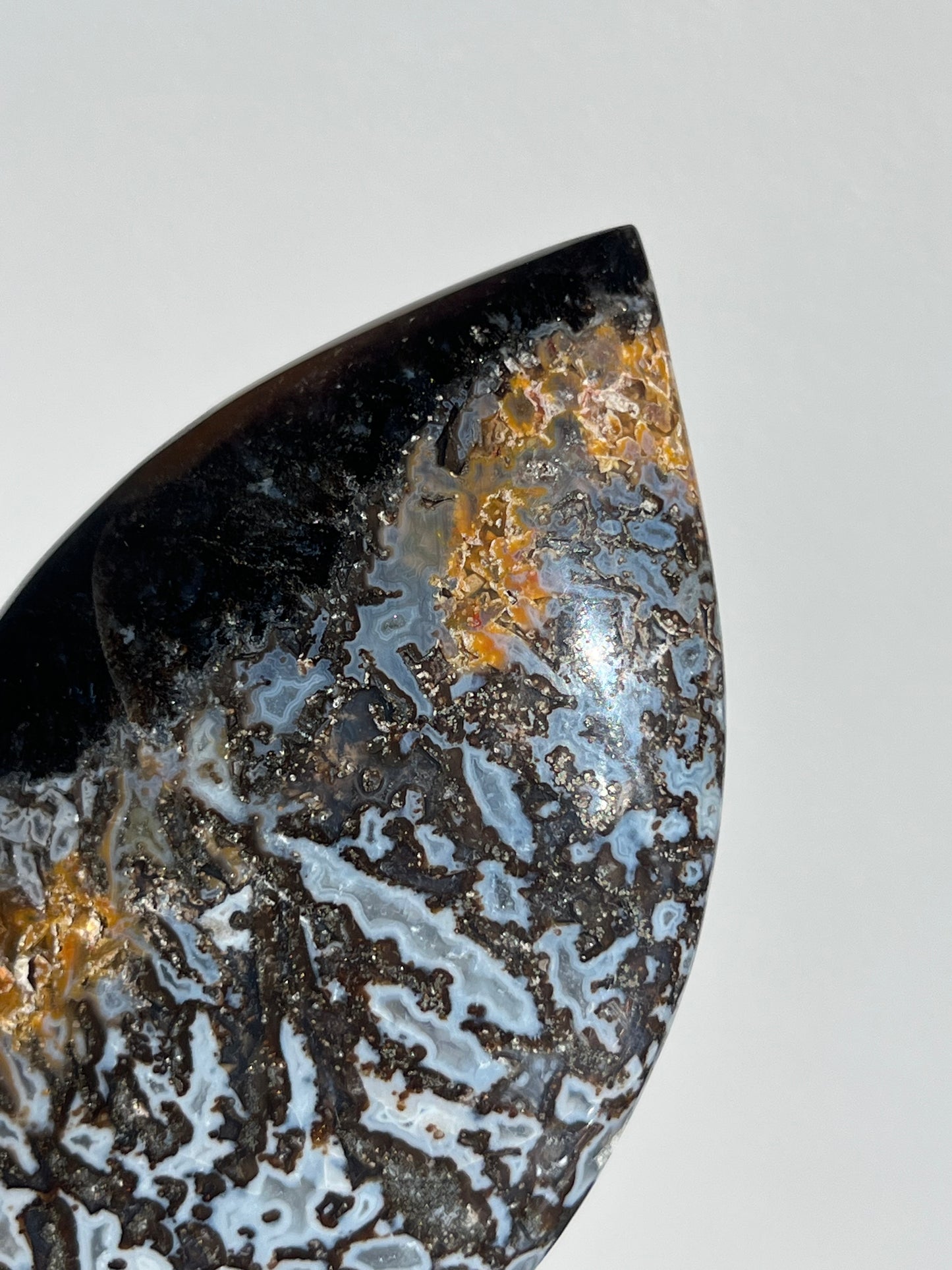 Agatised Petrified Wood Flame Carving H
