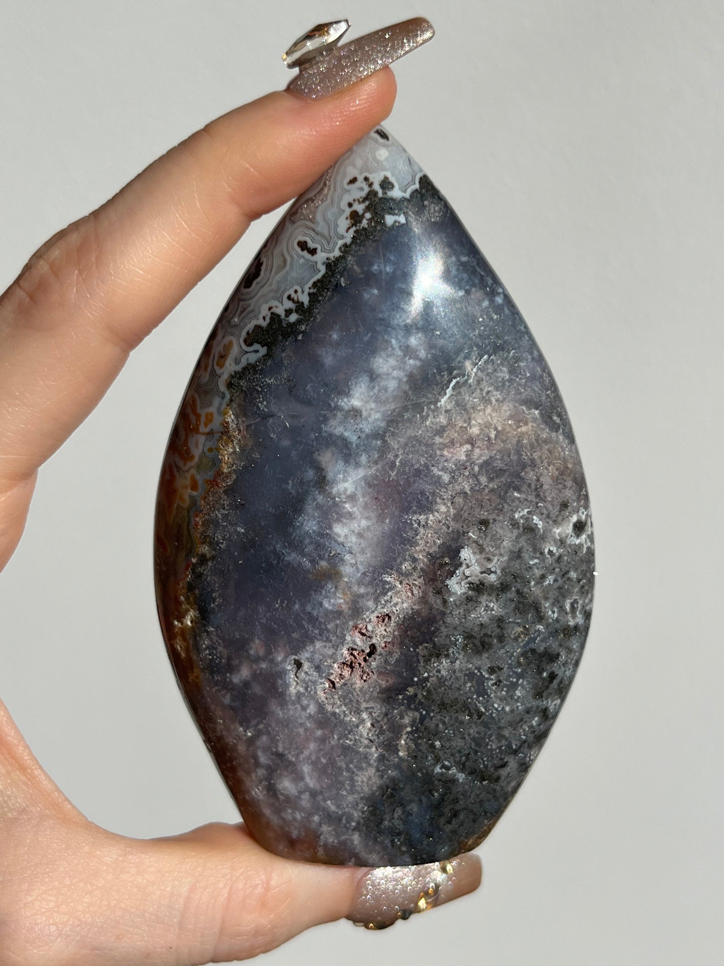 Agatised Petrified Wood Flame Carving I