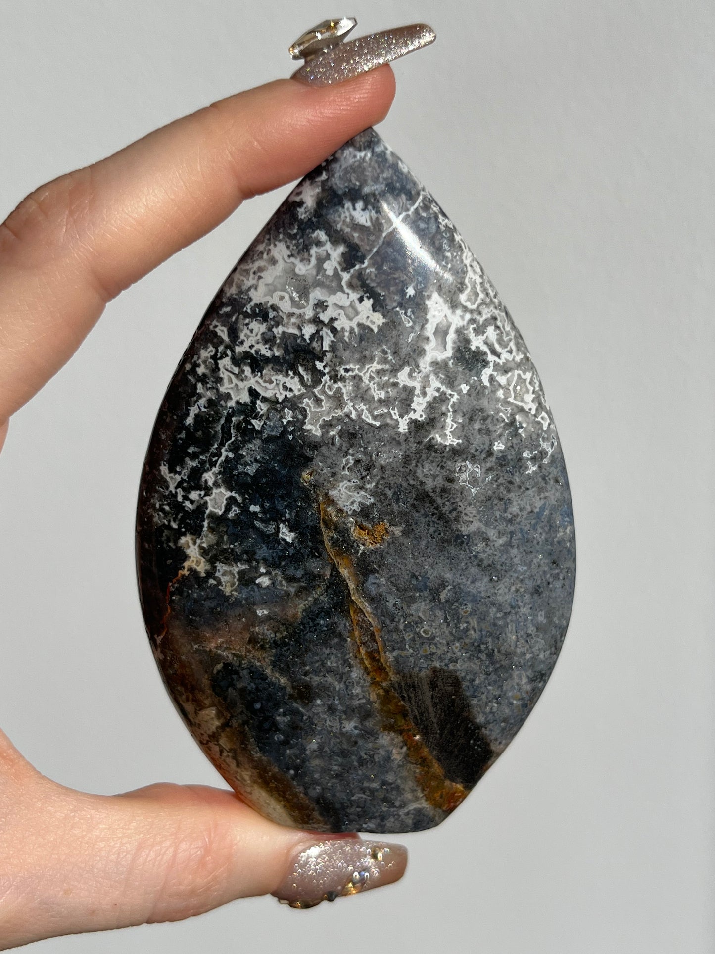Agatised Petrified Wood Flame Carving J