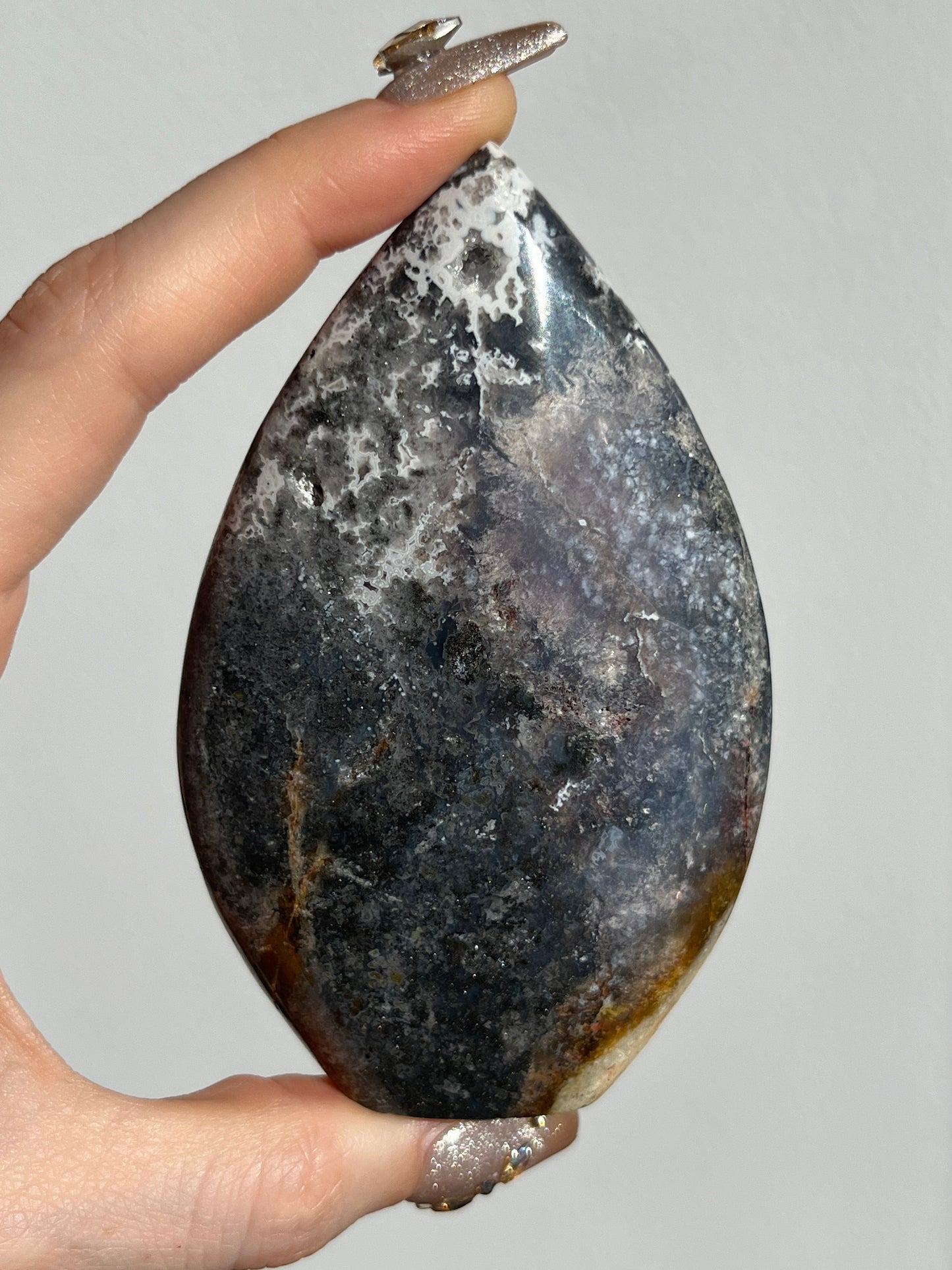 Agatised Petrified Wood Flame Carving J