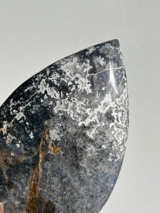Agatised Petrified Wood Flame Carving J