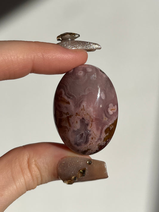 Pink Agua Nueva Agate Rounded Palmstone B