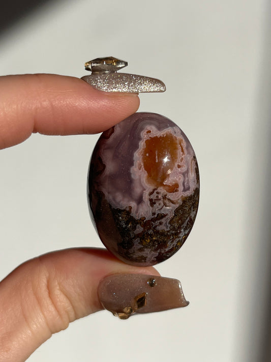 Pink Agua Nueva Agate Rounded Palmstone C