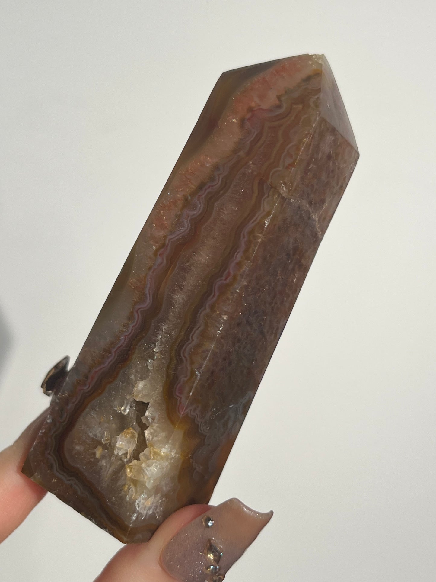 West Indonesian Pink Banded Agate Tower B