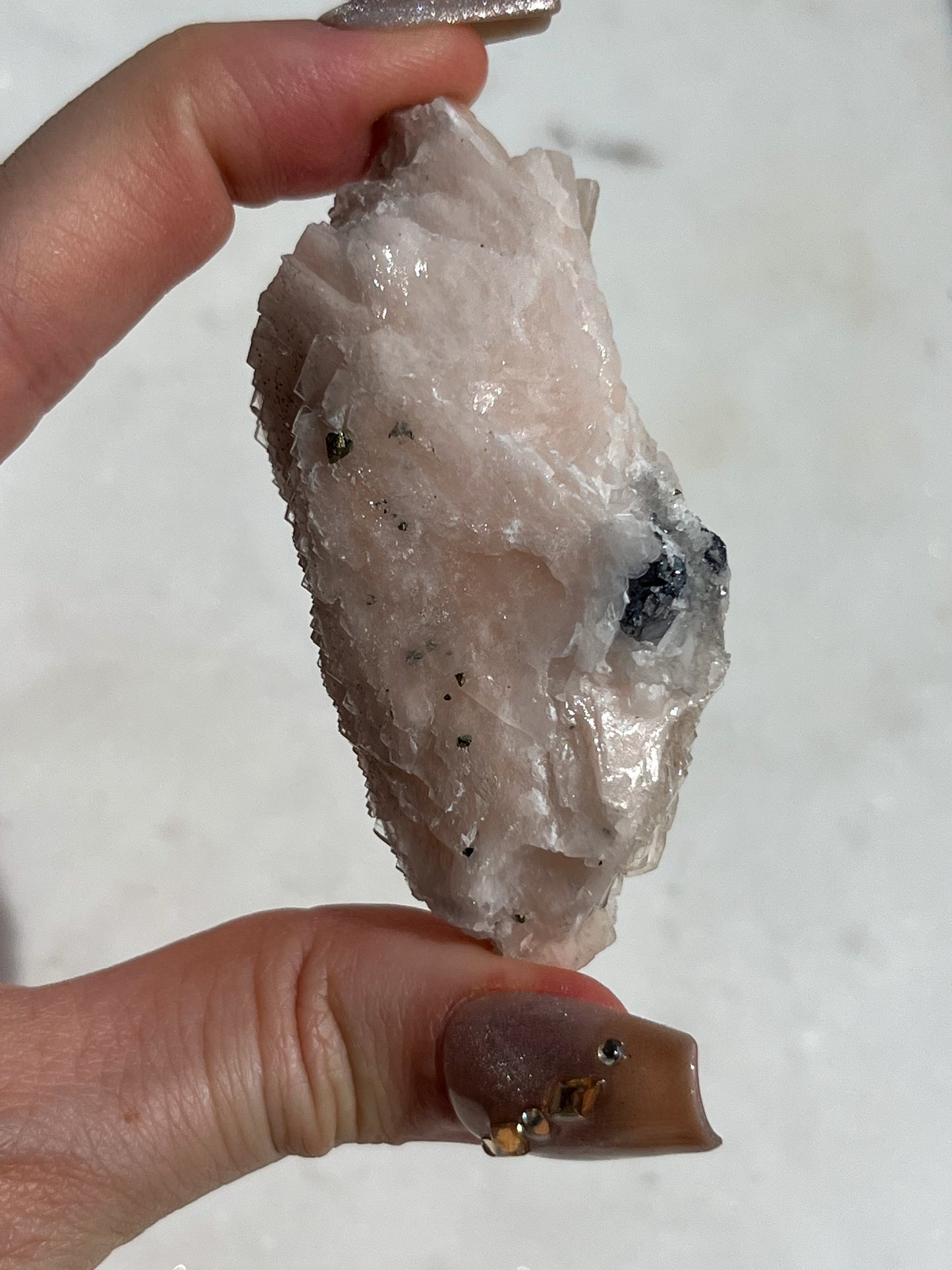 Pink Barite with Marcasite Specimen #8