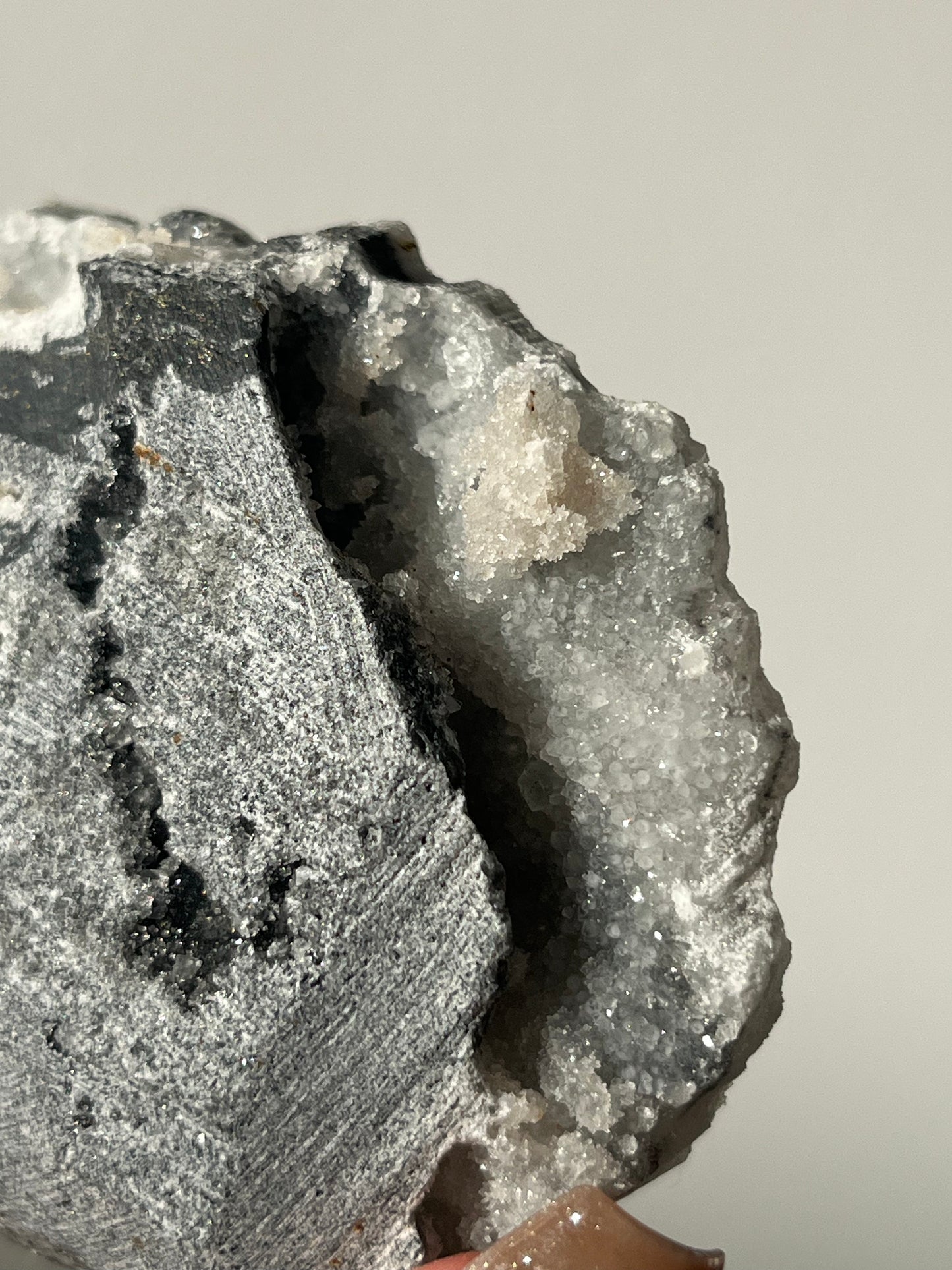 Druzy Pink Coin Calcite with Pastel Green Fluorite Specimen D