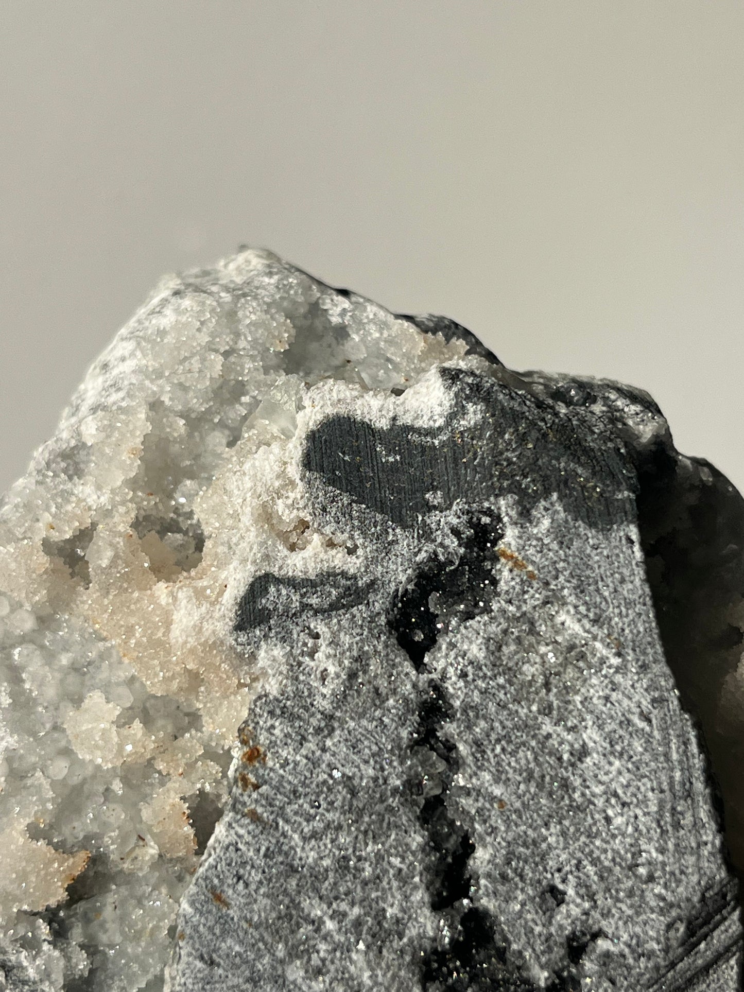 Druzy Pink Coin Calcite with Pastel Green Fluorite Specimen D