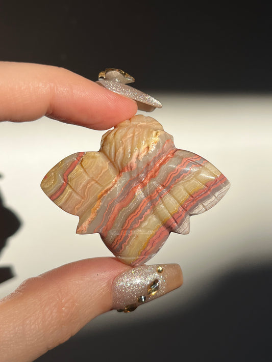 Pink x Golden Lace Agate Bee Carving (You Choose)