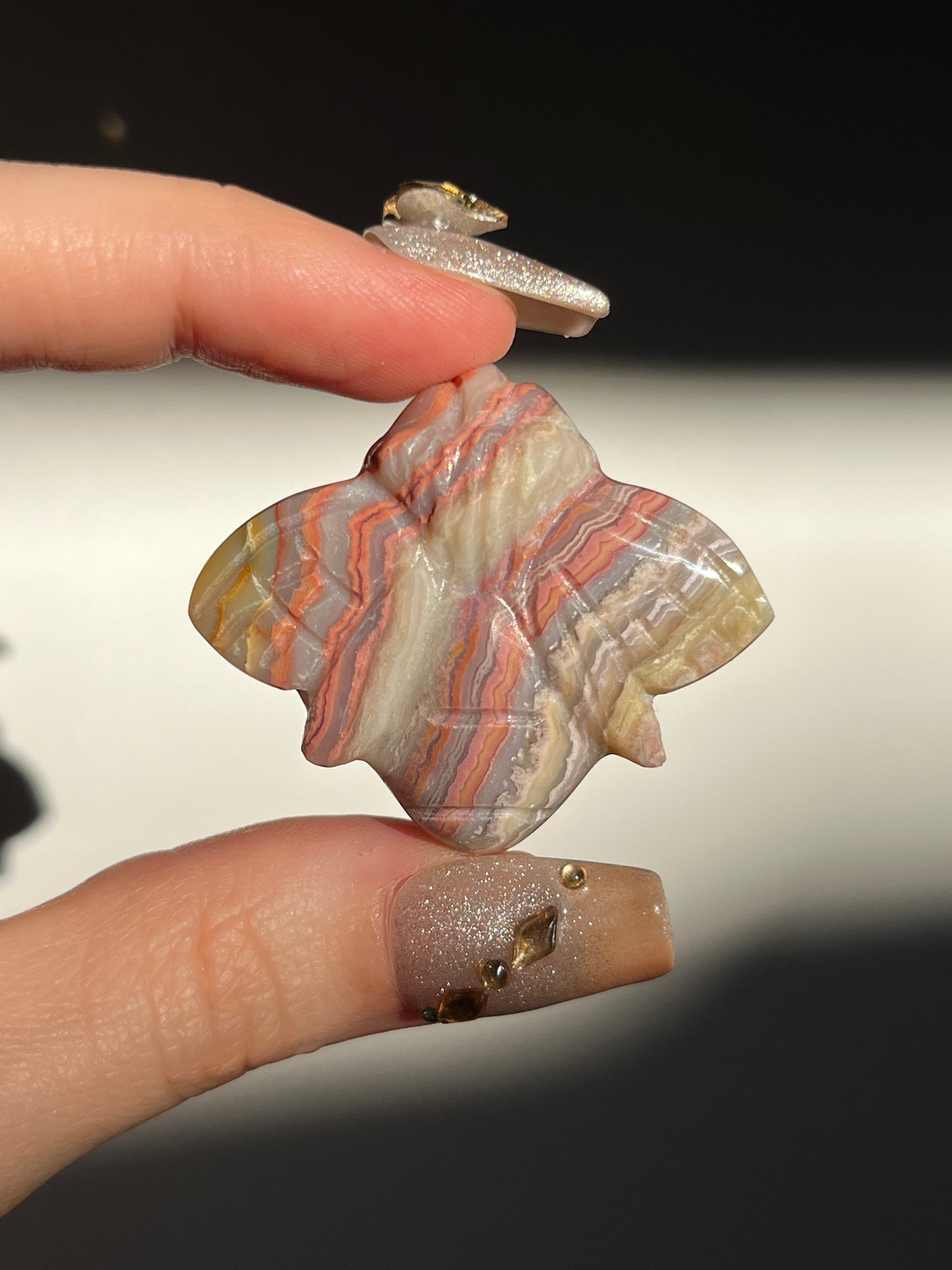 Pink x Golden Lace Agate Bee Carving (You Choose)