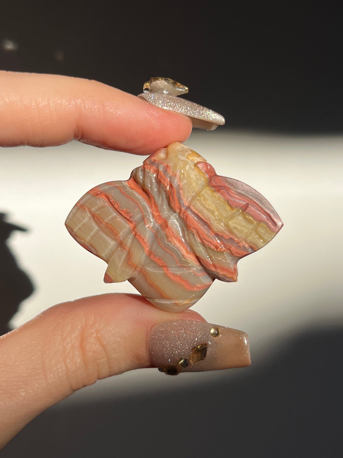 Pink x Golden Lace Agate Bee Carving (You Choose)