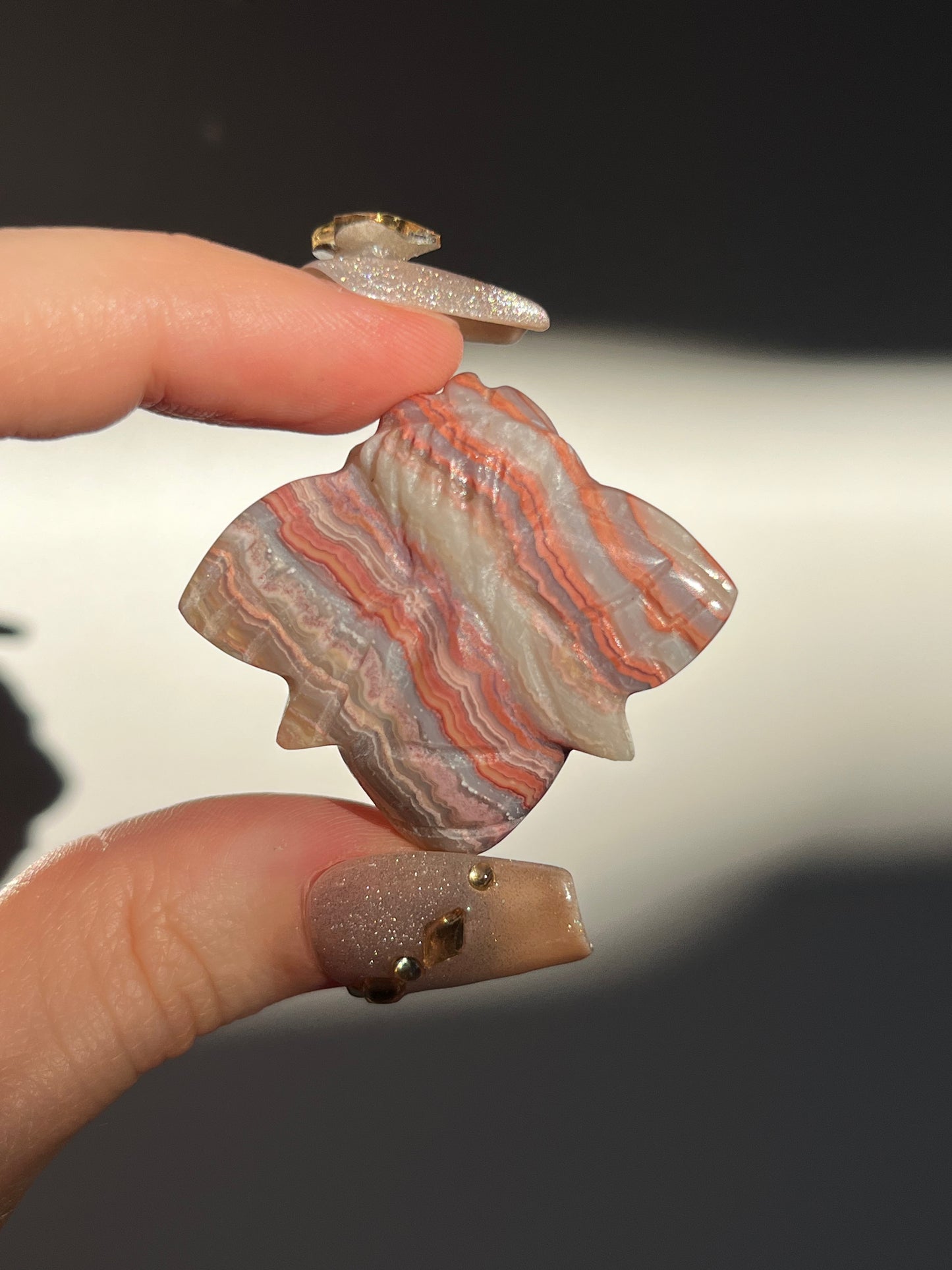 Pink x Golden Lace Agate Bee Carving (You Choose)