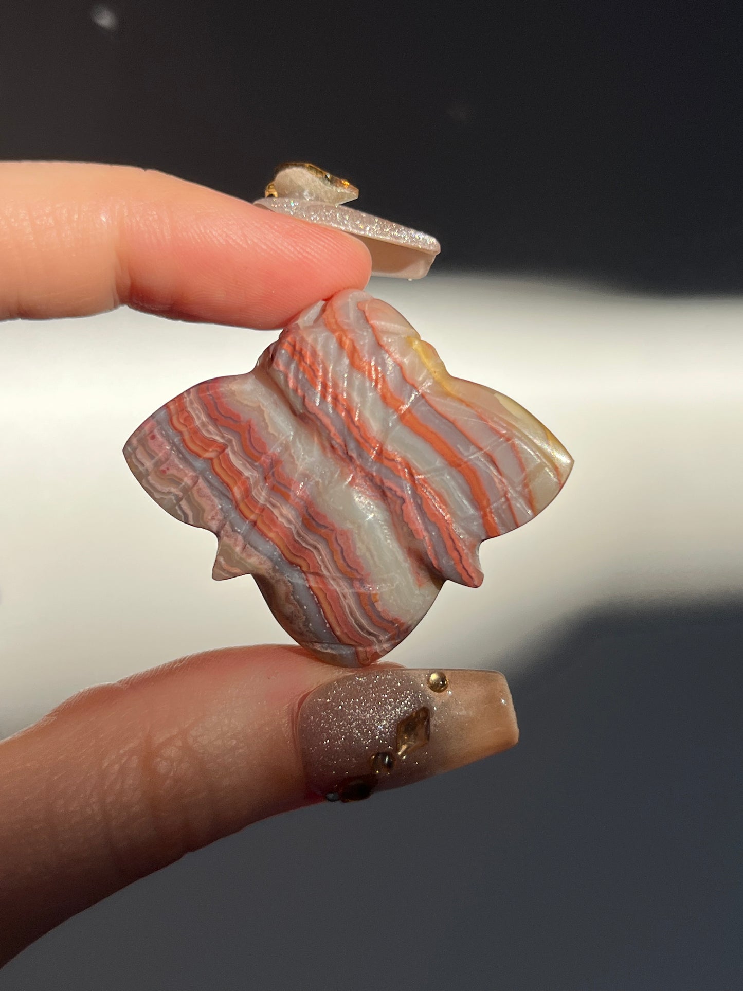 Pink x Golden Lace Agate Bee Carving (You Choose)