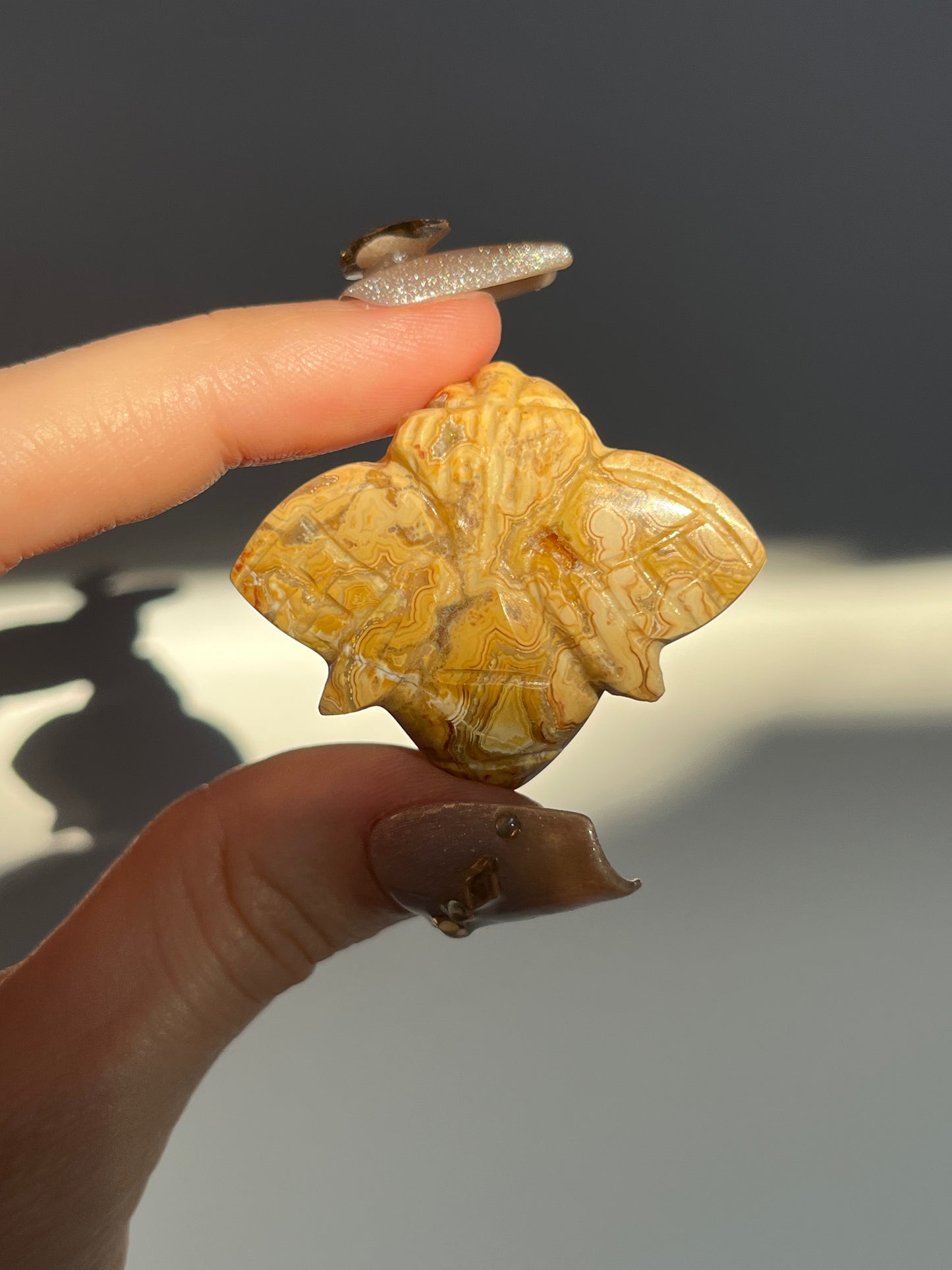 Golden Lace Agate Bee Carving (You Choose)