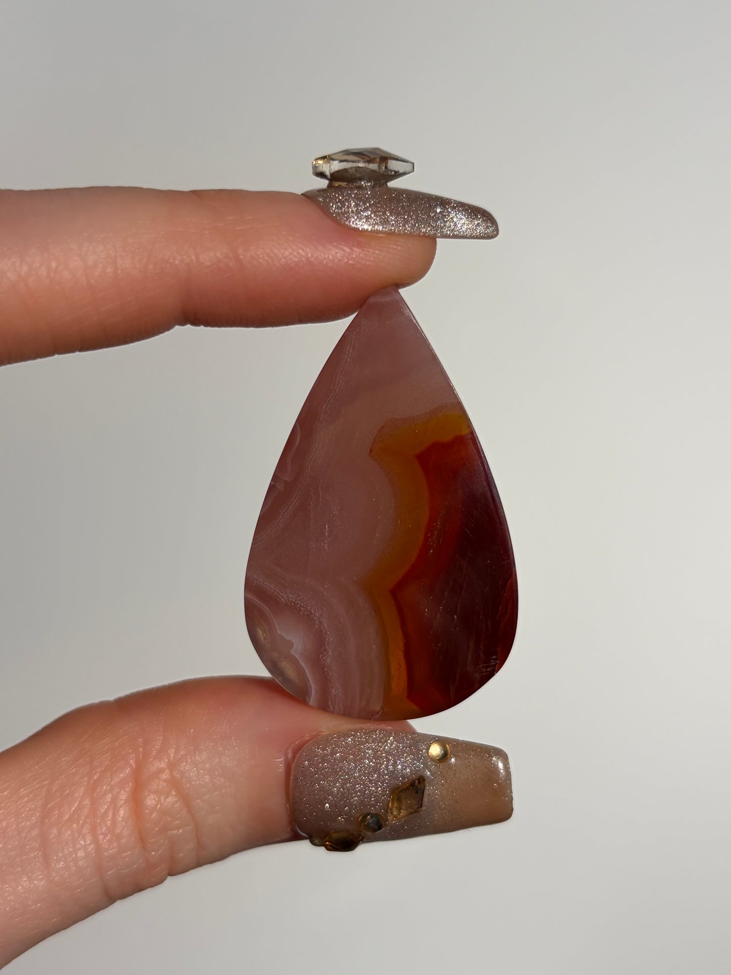 Red and Pink Laguna Agate Cabochon with Parallax Effect A