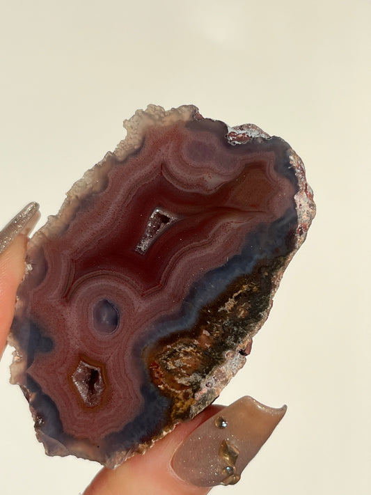 ‘Velour Sisters’ Smiling Face Pink & Blue Laguna Agate Pair