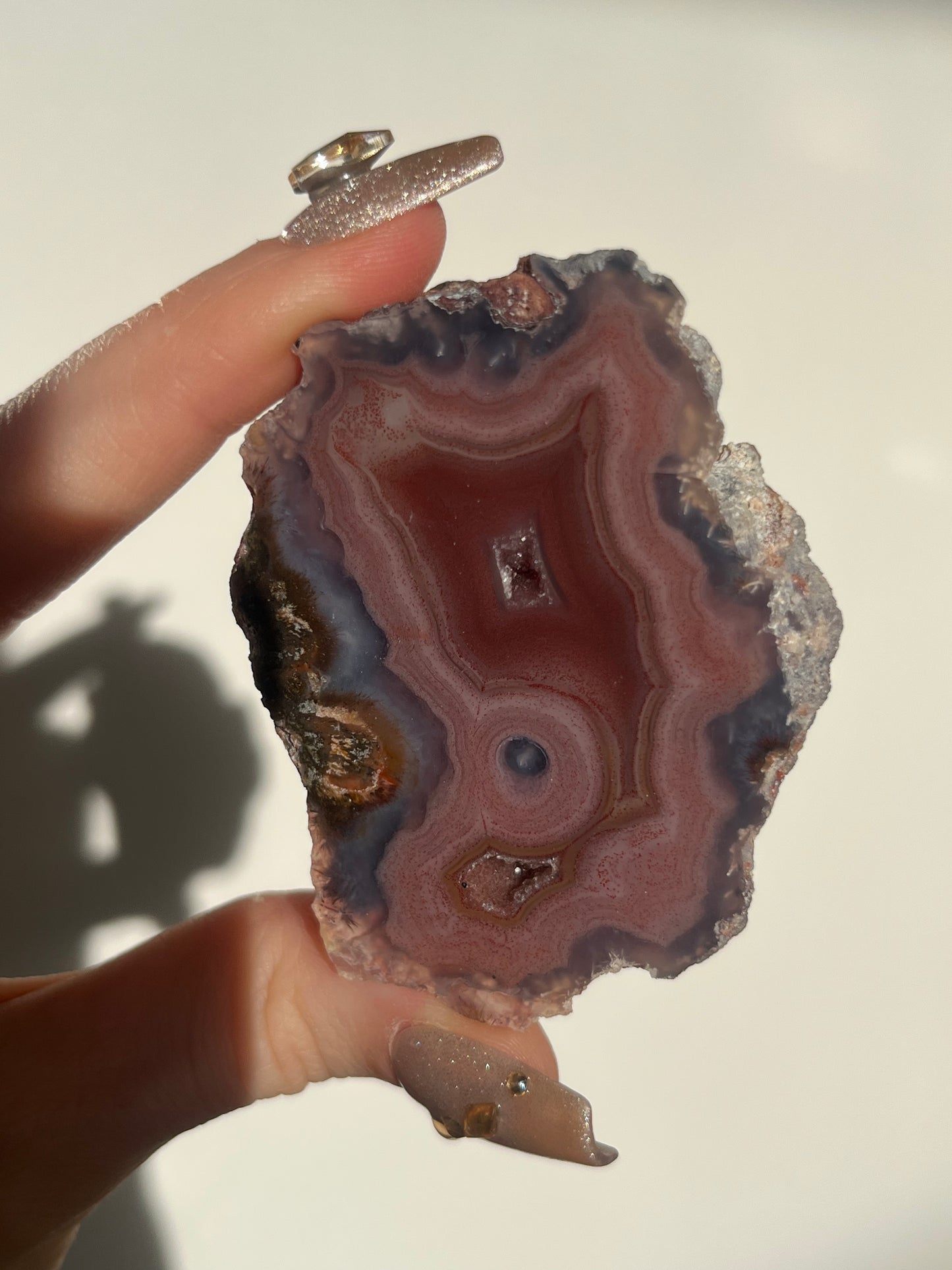 ‘Velour Sisters’ Smiling Face Pink & Blue Laguna Agate Pair