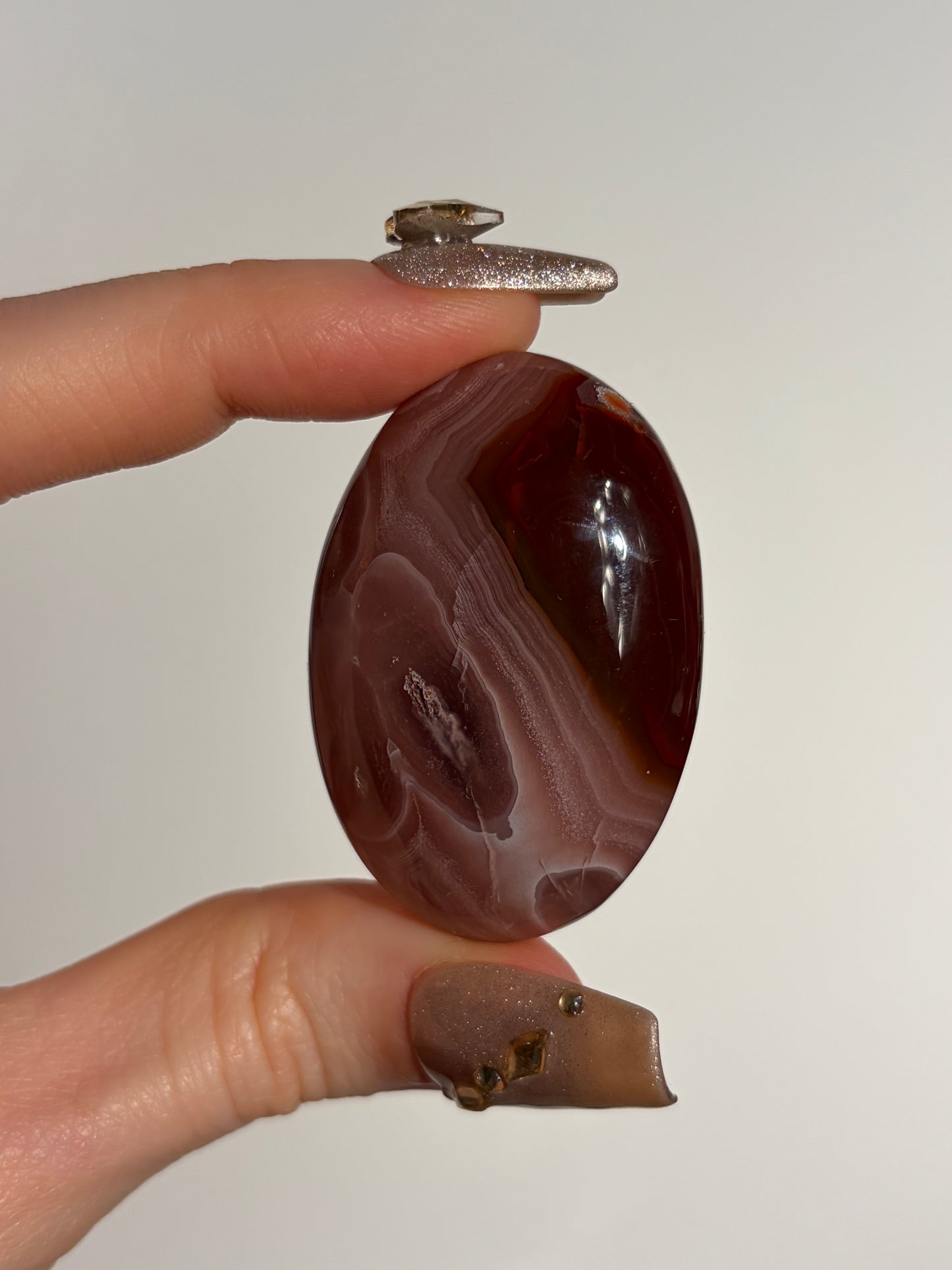 Red and Pink Laguna Agate Palmstone with Parallax Effect A