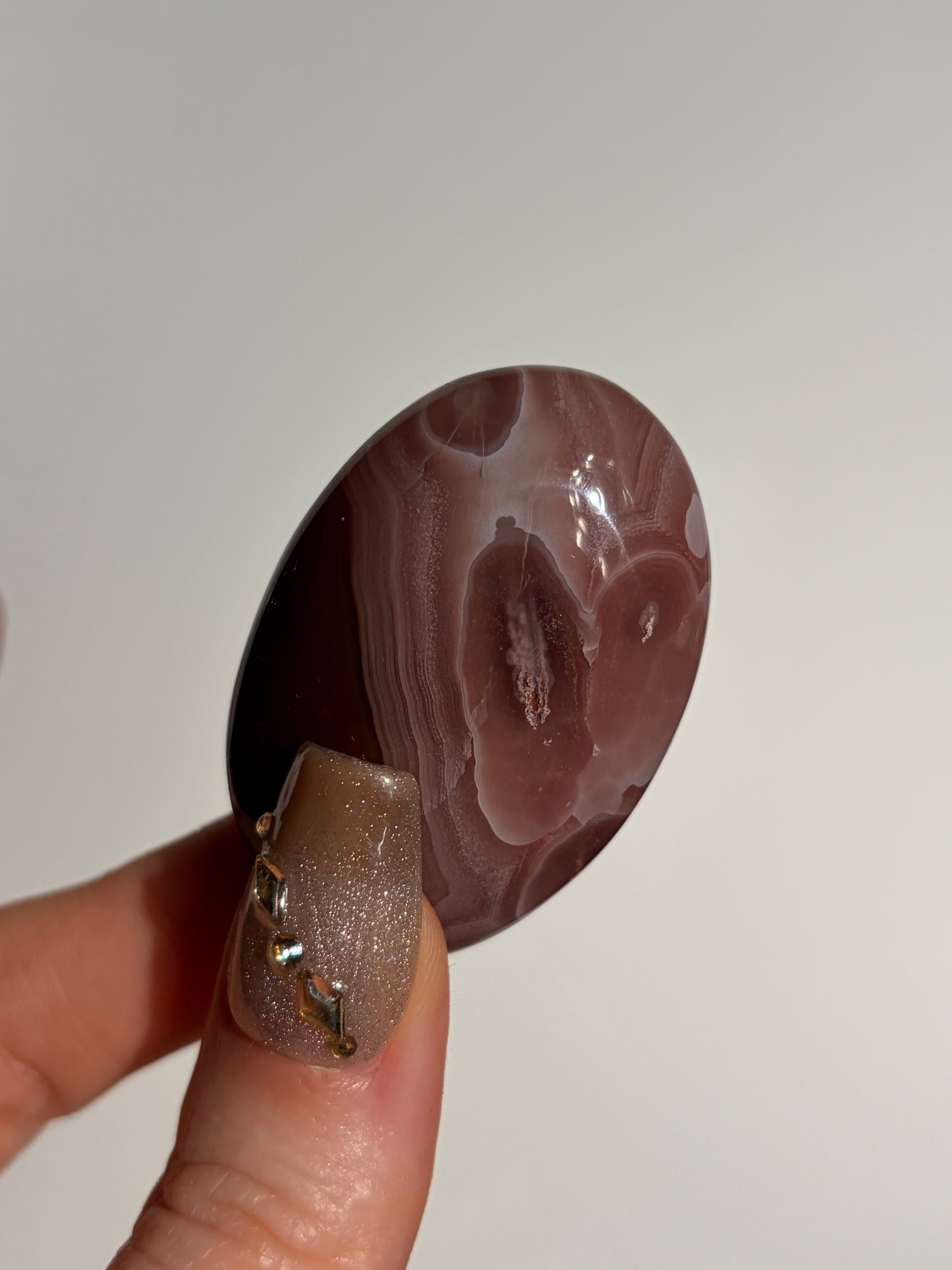 Red and Pink Laguna Agate Palmstone with Parallax Effect A