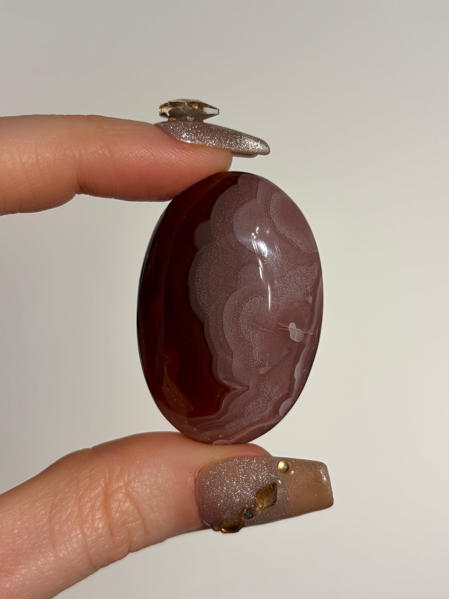 Deep Pink Laguna Agate Palmstone with Parallax Effect B