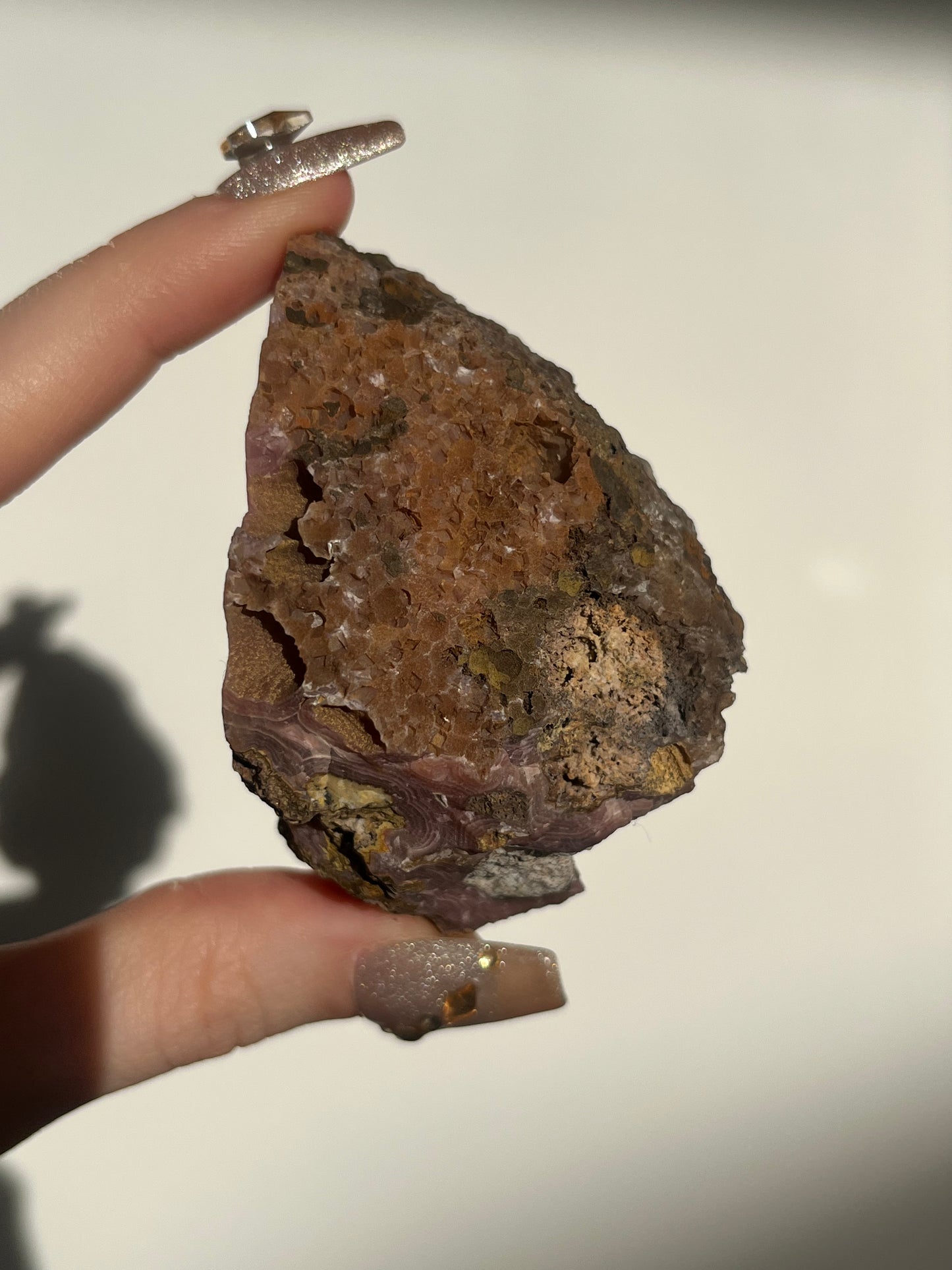 ‘Rosetta’ Dark Pink Laguna Agate Geode with Parallax