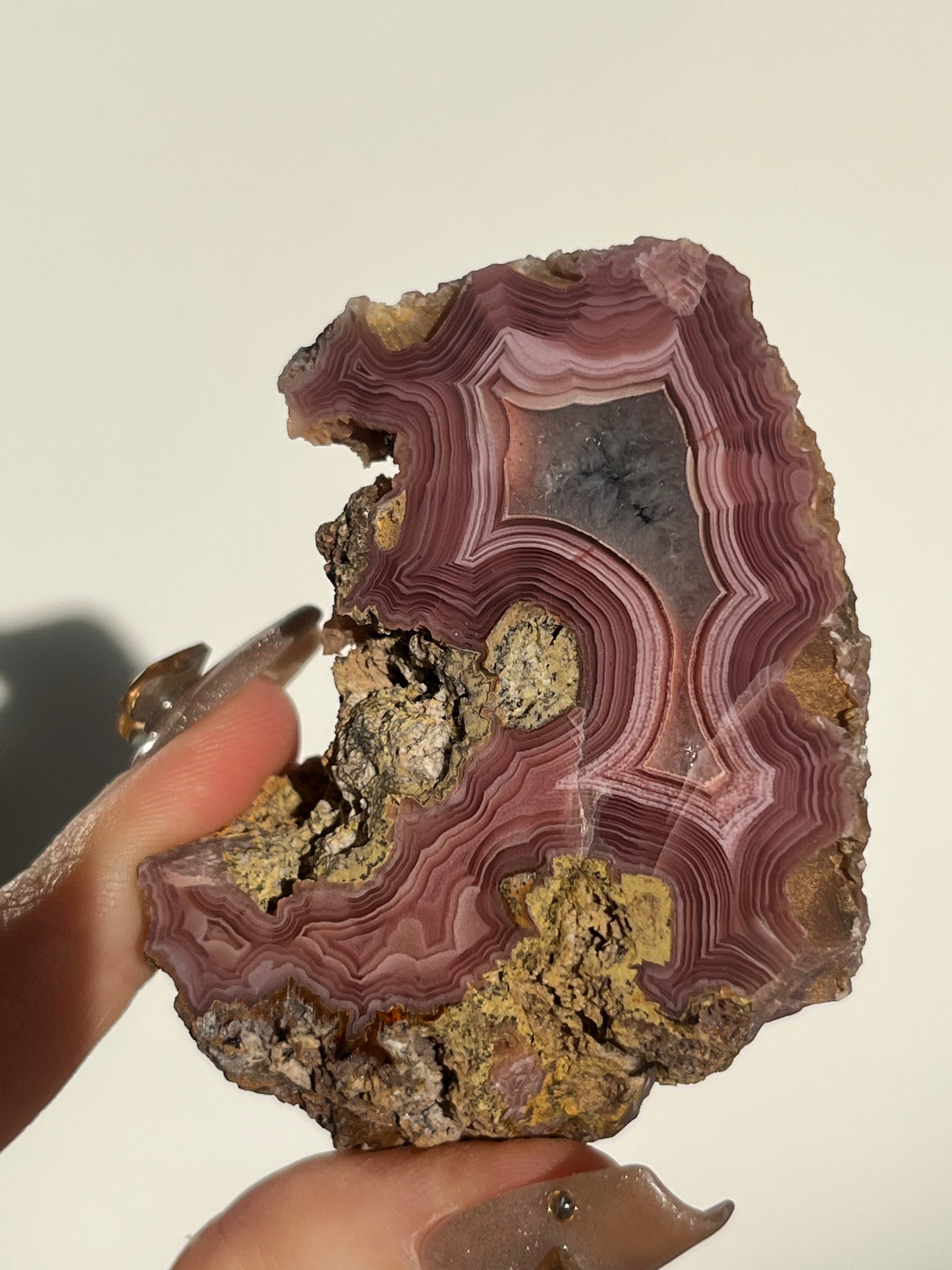 ‘Rosetta’ Dark Pink Laguna Agate Geode with Parallax