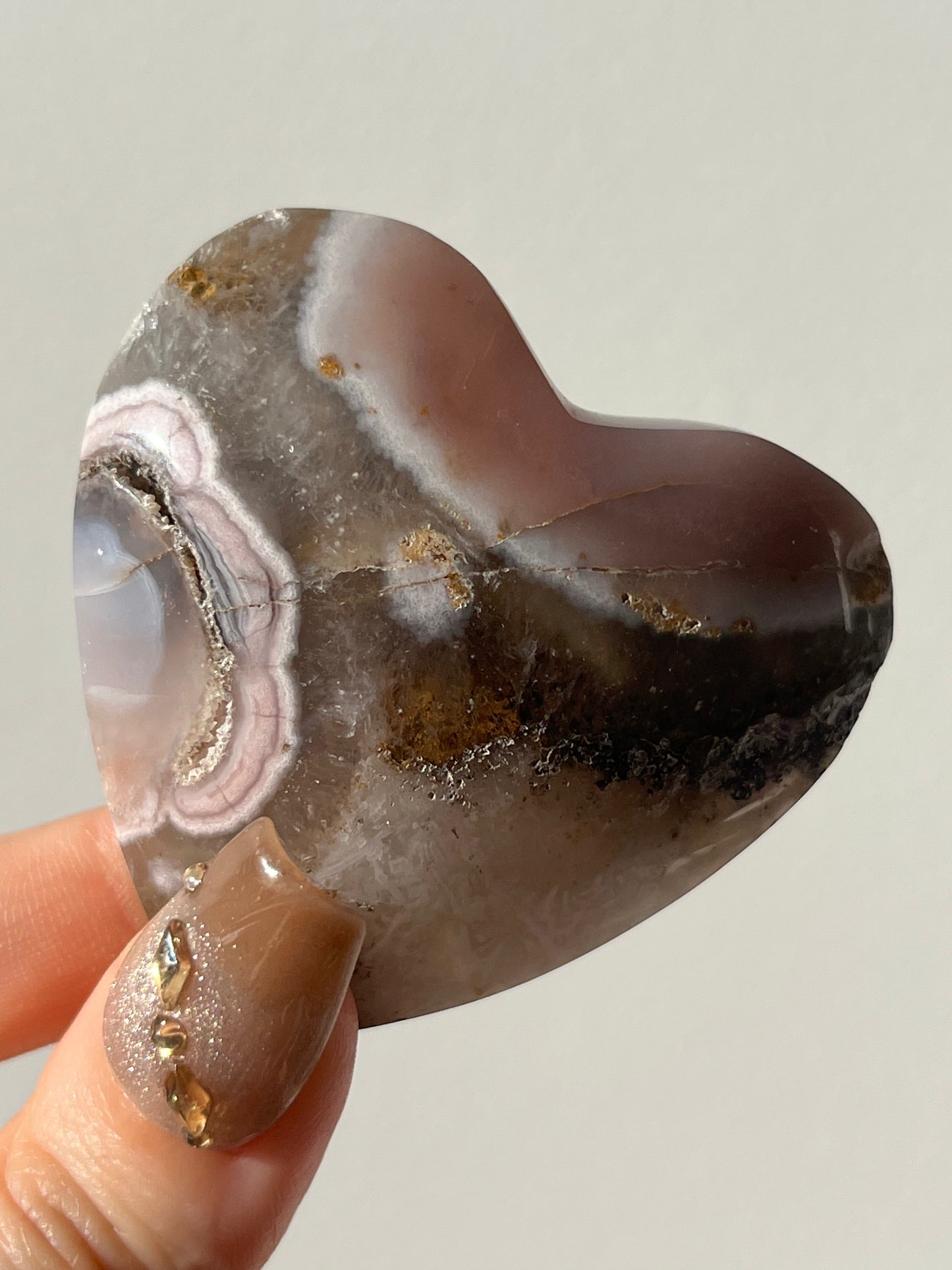Pink Nebula Agate Heart Carving A