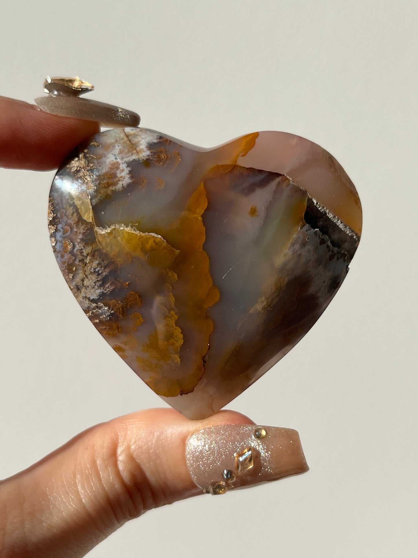 Pink Nebula Agate Heart Carving  E