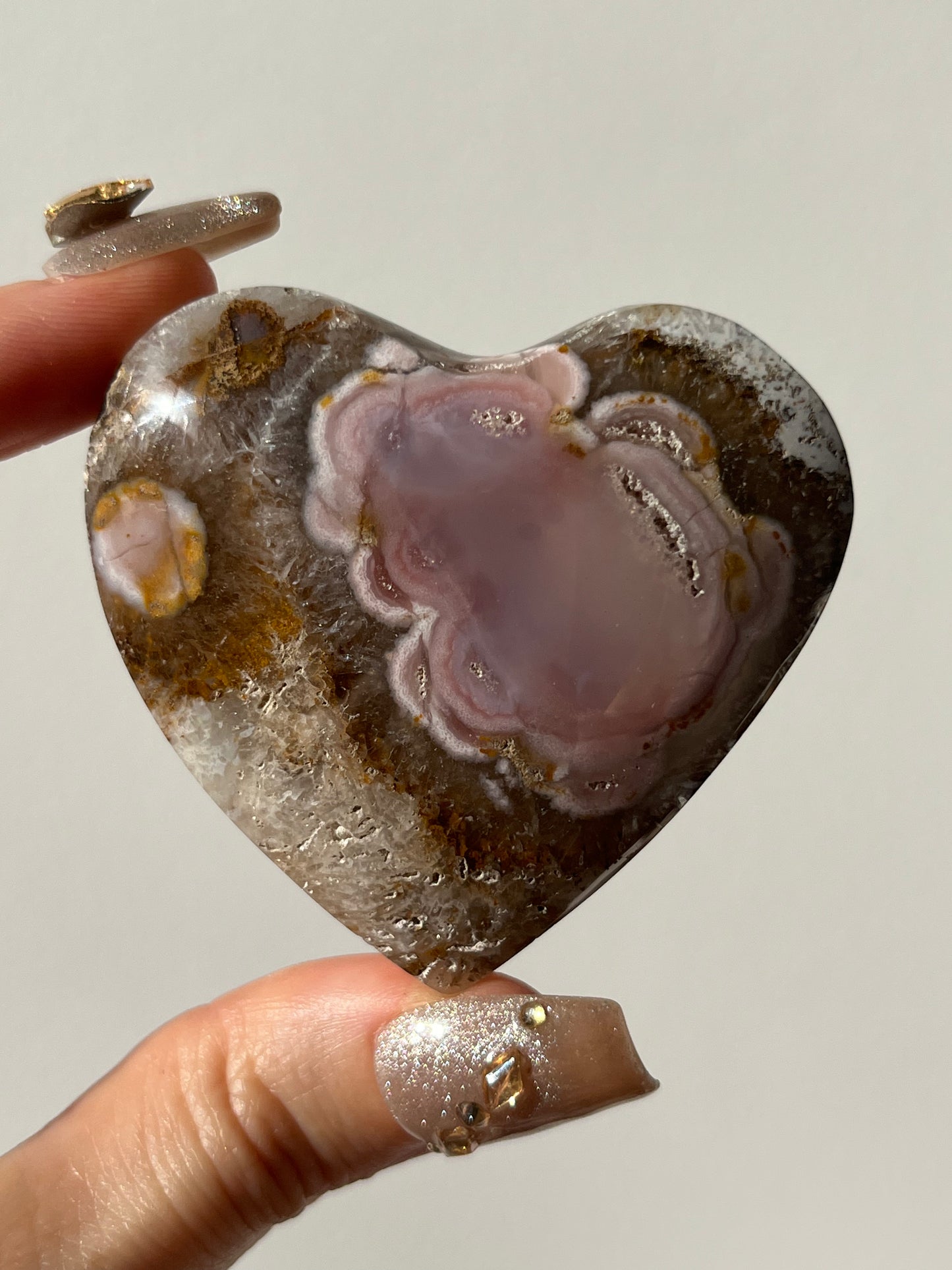 Pink Nebula Agate Heart H
