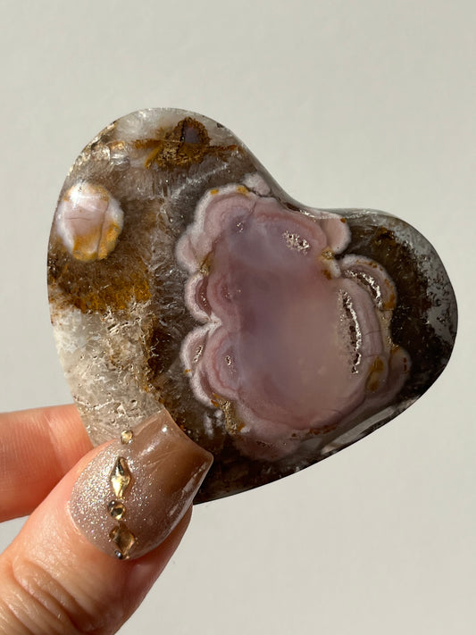 Pink Nebula Agate Heart H
