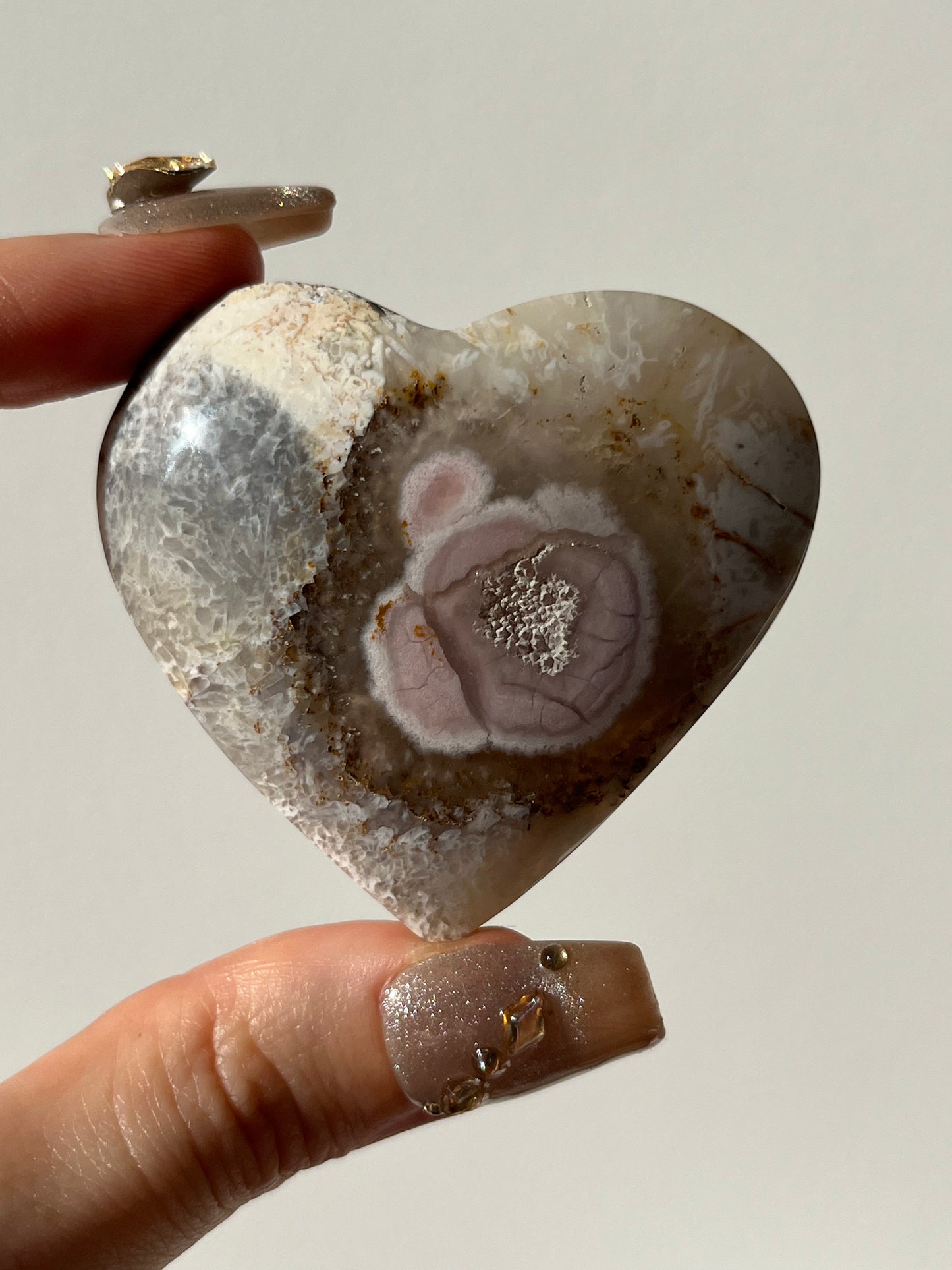 Pink Nebula Agate Heart Carving I