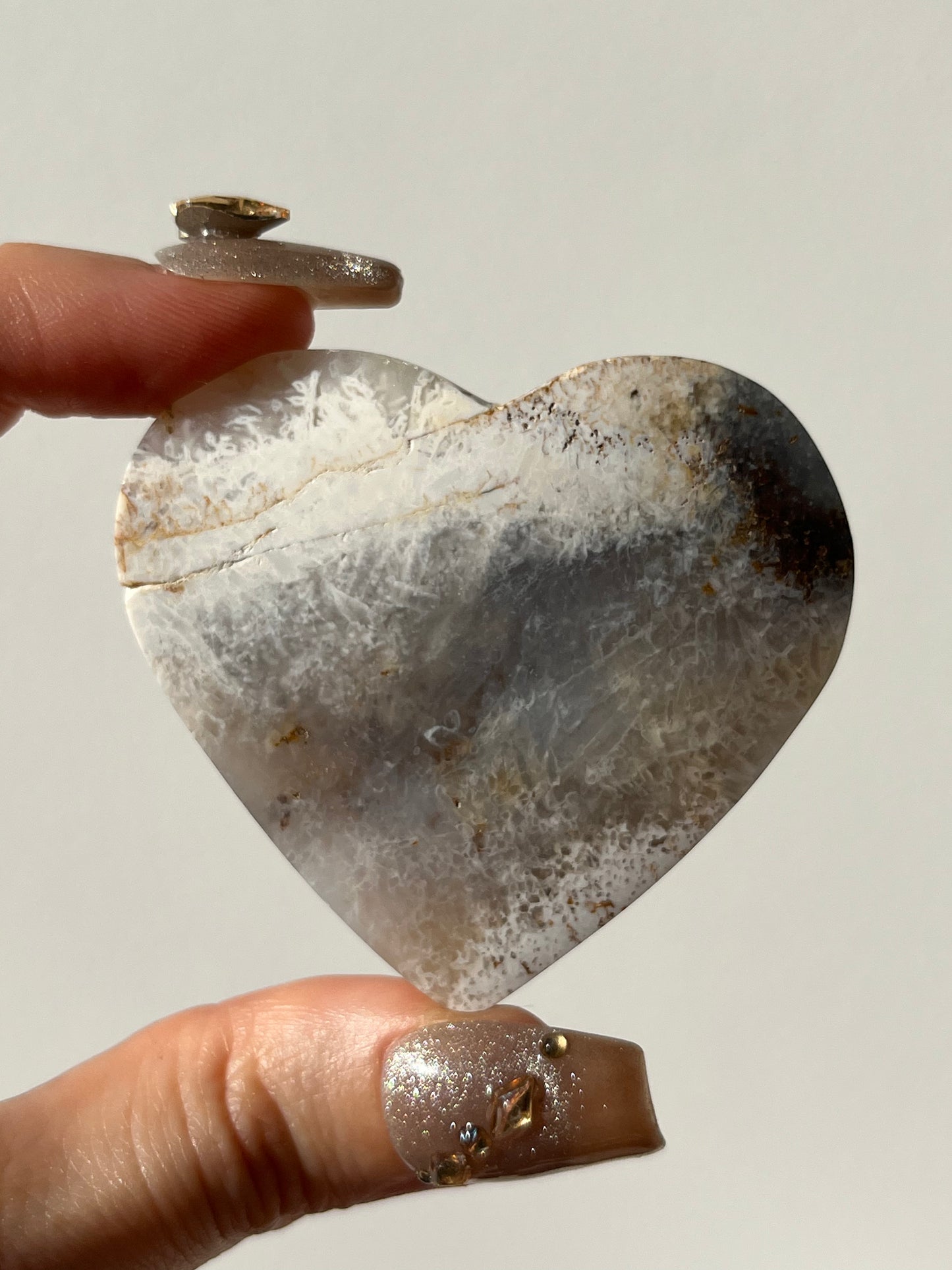 Pink Nebula Agate Heart Carving I