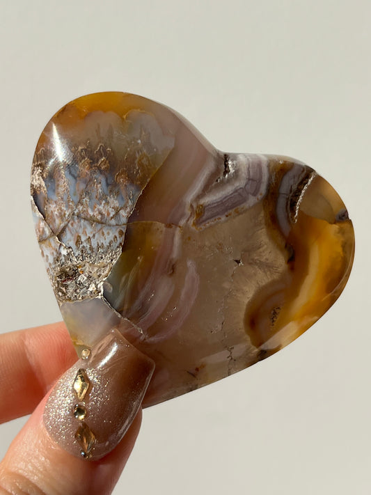 Pink Nebula Agate Heart Carving K