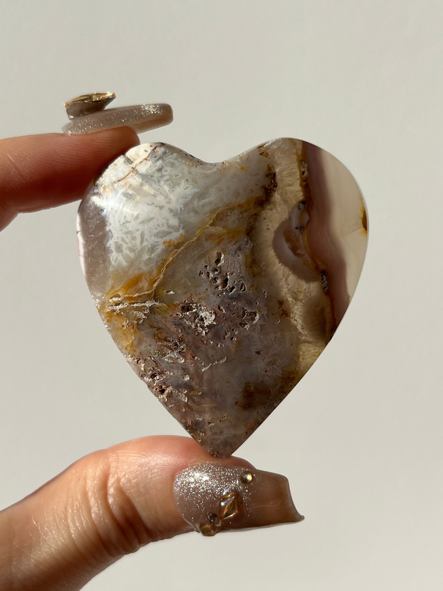 Pink Nebula Agate Heart Carving L