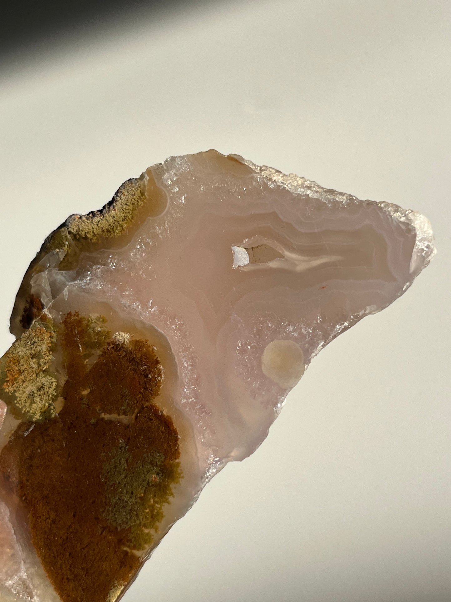 Nebula Agate with Pink Chalcedony and Multicoloured Moss Inclusions Slab A (Semi Polished)