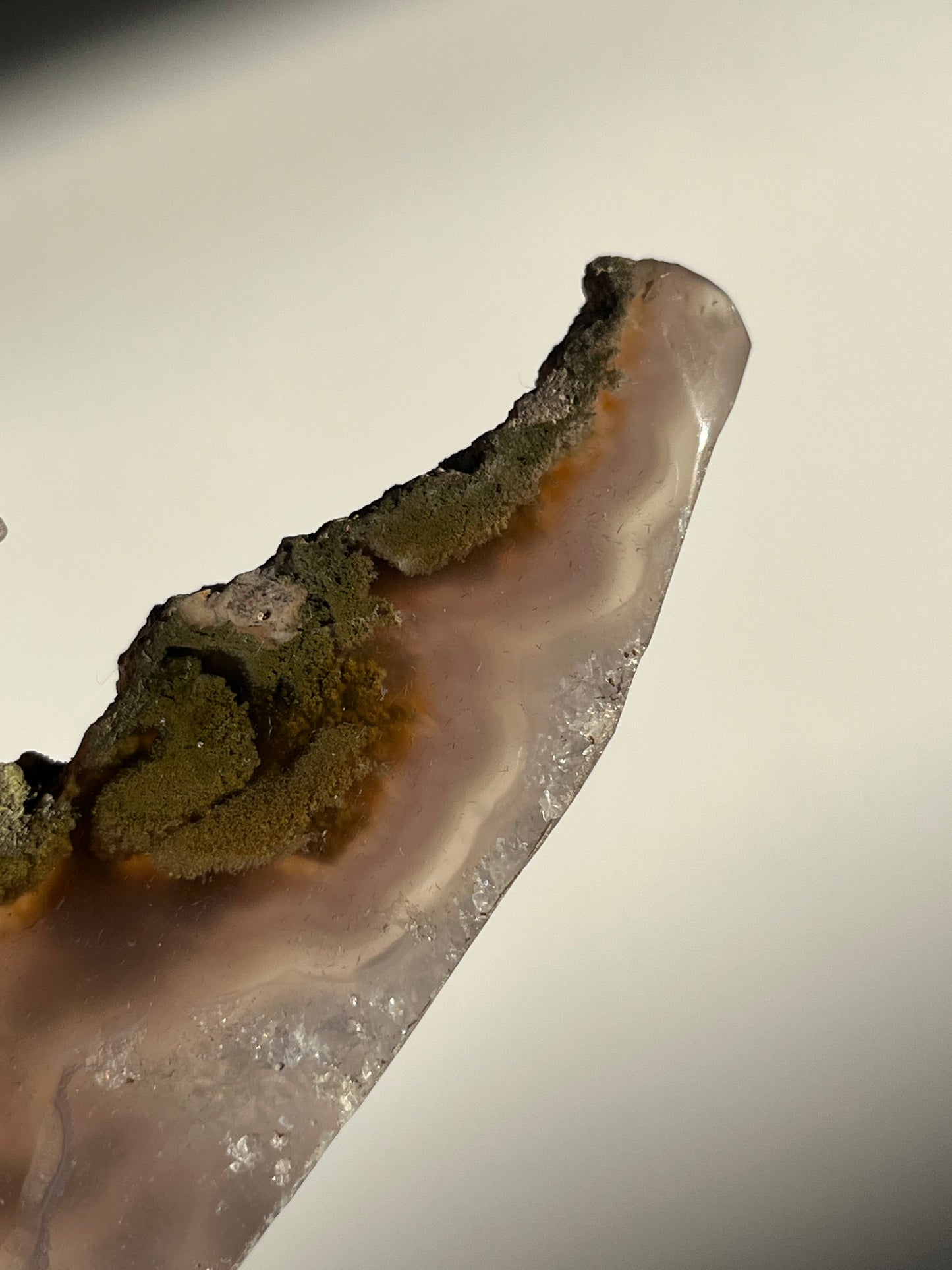 Nebula Agate with Mauve Chalcedony and Green Moss Inclusions Slab B