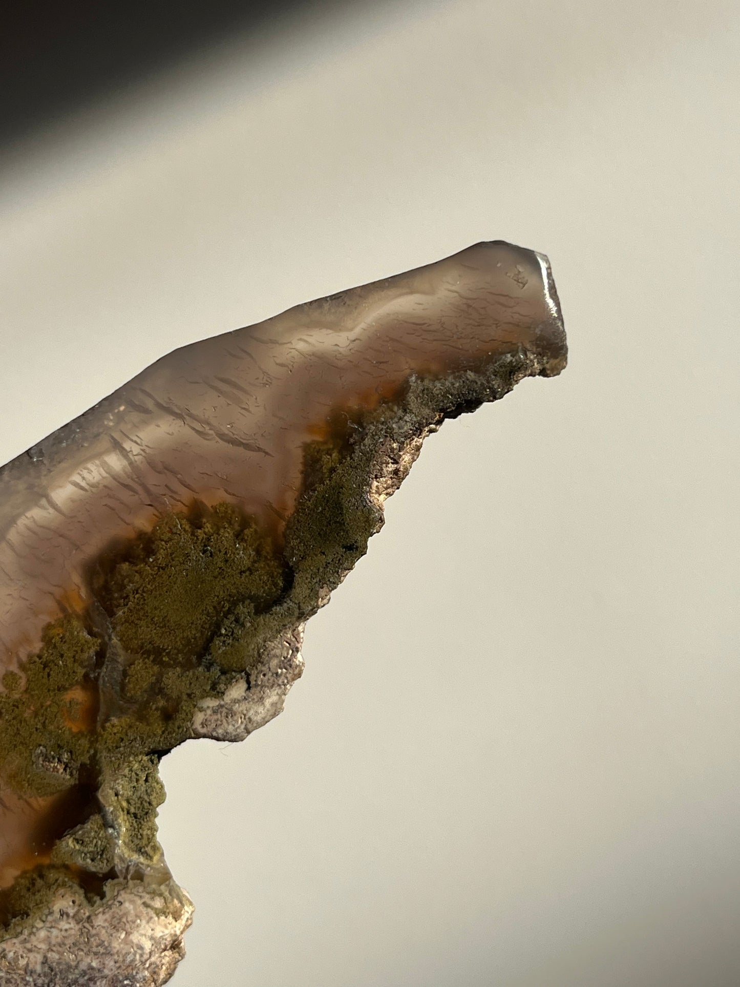 Nebula Agate with Mauve Chalcedony and Green Moss Inclusions Slab B