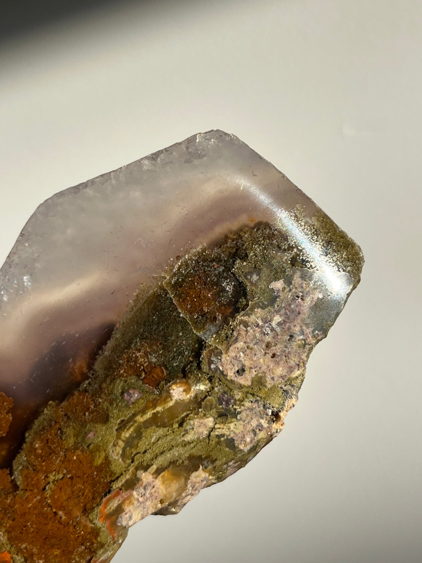 Nebula Agate with Mauve Chalcedony and Red Moss Inclusions C